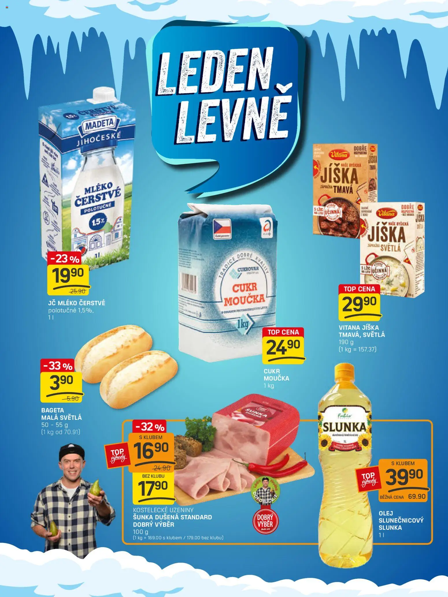 Flop leták - FlopTop od 14.01.2026 | Strana: 2 | Produkty: Jíška, Mléko, Uzeniny, Bageta