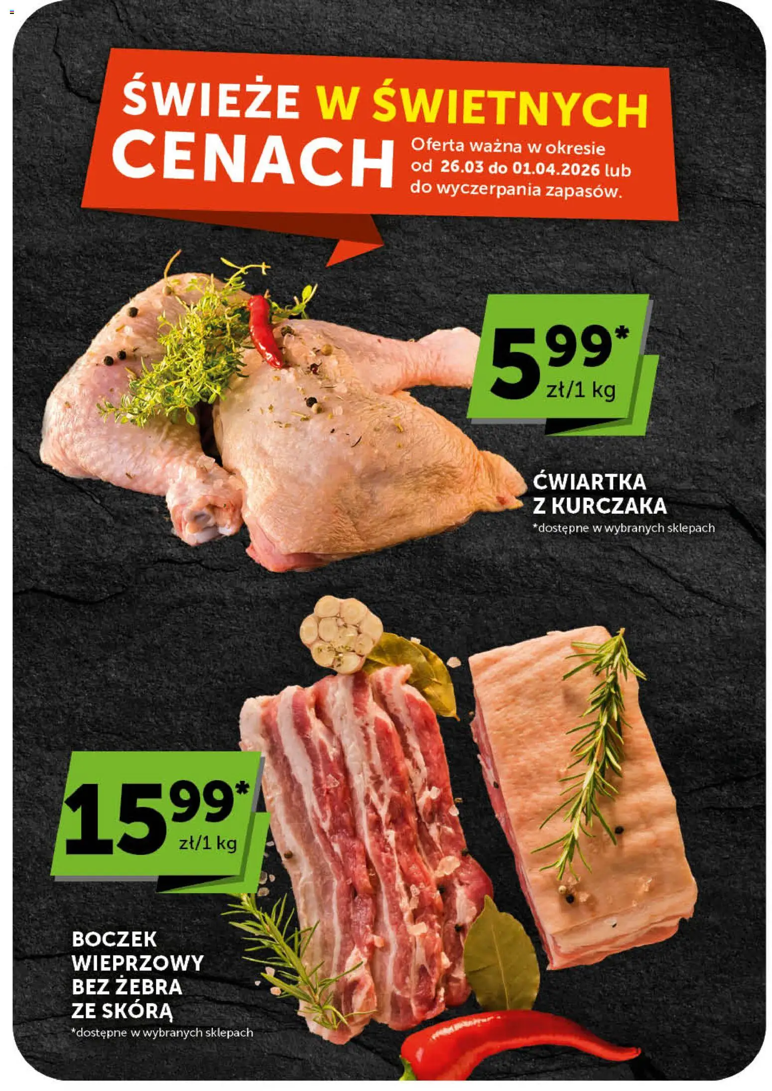 ABC gazetka od 26.03.2026 | Strona: 12 | Produkty: Boczek wieprzowy, Boczek, Ćwiartka z kurczaka