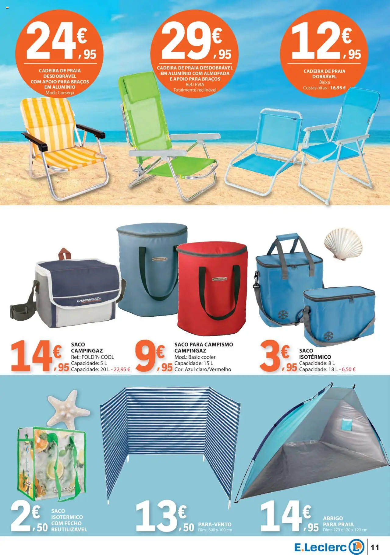 E.Leclerc - Folheto Especial Praia │ válido de 10.06.2025 | Página: 11 | Produtos: Cadeira de praia, Almofada, Cadeira