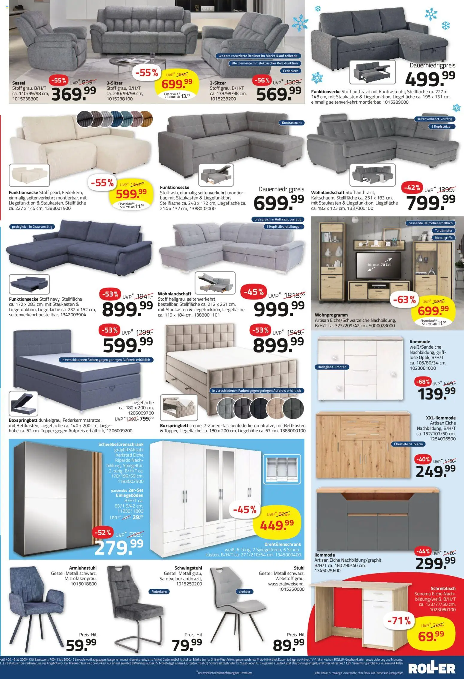 Roller Prospekt 	 – gültig ab 25.01.2026 | Seite: 3 | Produkte: Schwebetürenschrank, Boxspringbett, Liege, Kuchen