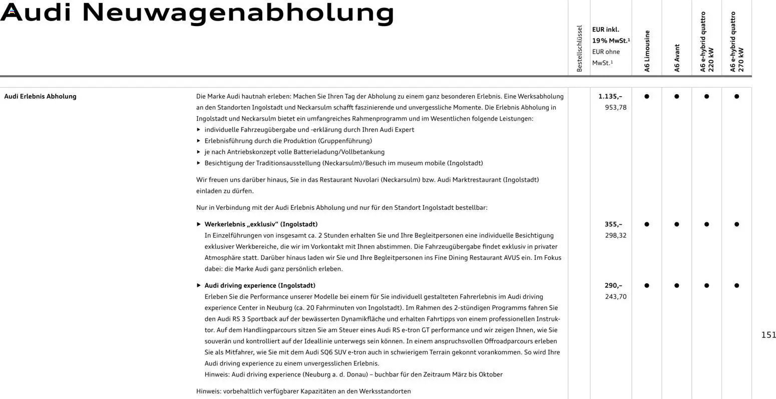 Audi A6 – gültig ab 28.10.2025 | Seite: 151