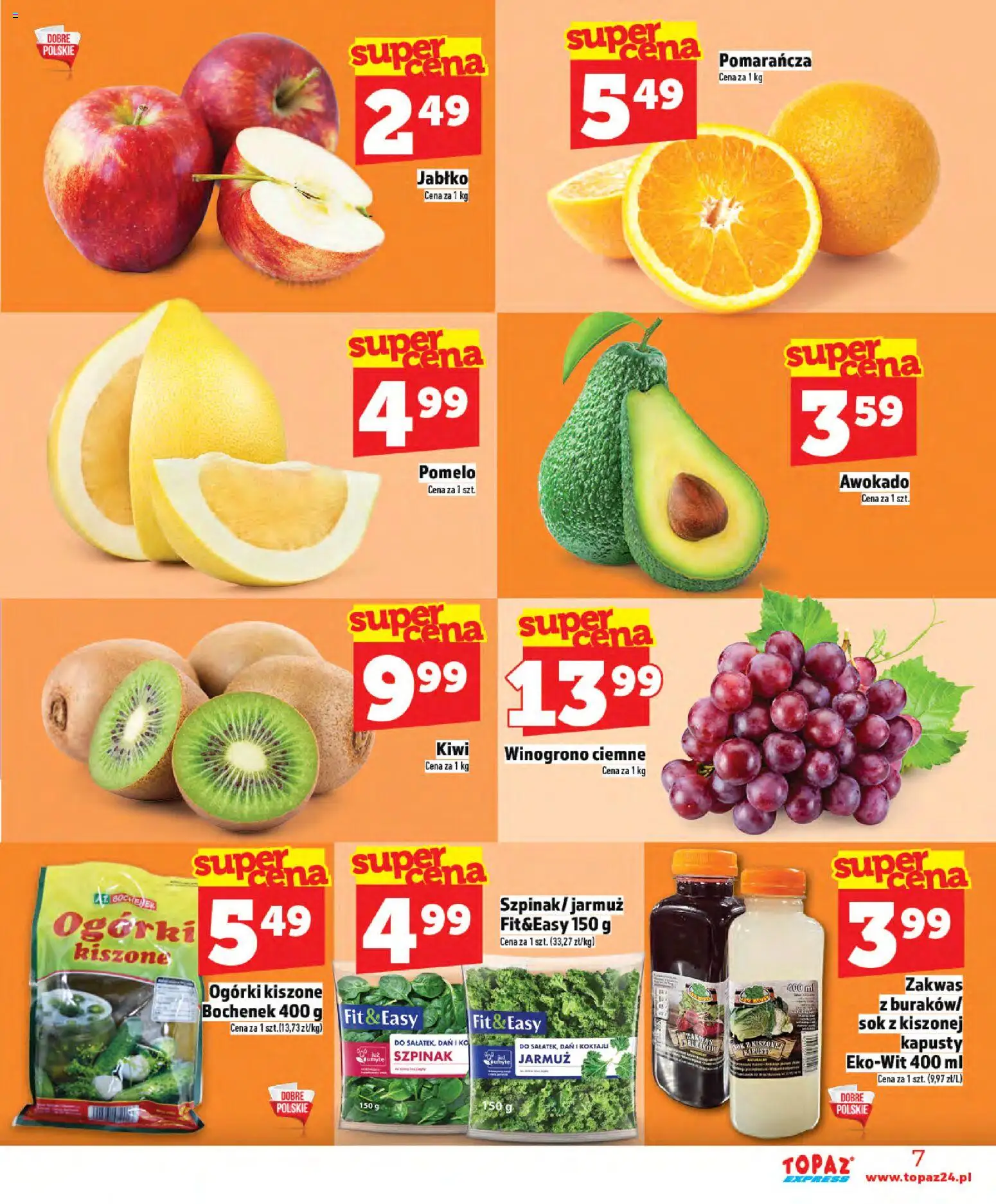 Topaz Gazetka - Express od 02.01.2026 | Strona: 7 | Produkty: Winogrono, Pomelo, Szpinak, Awokado