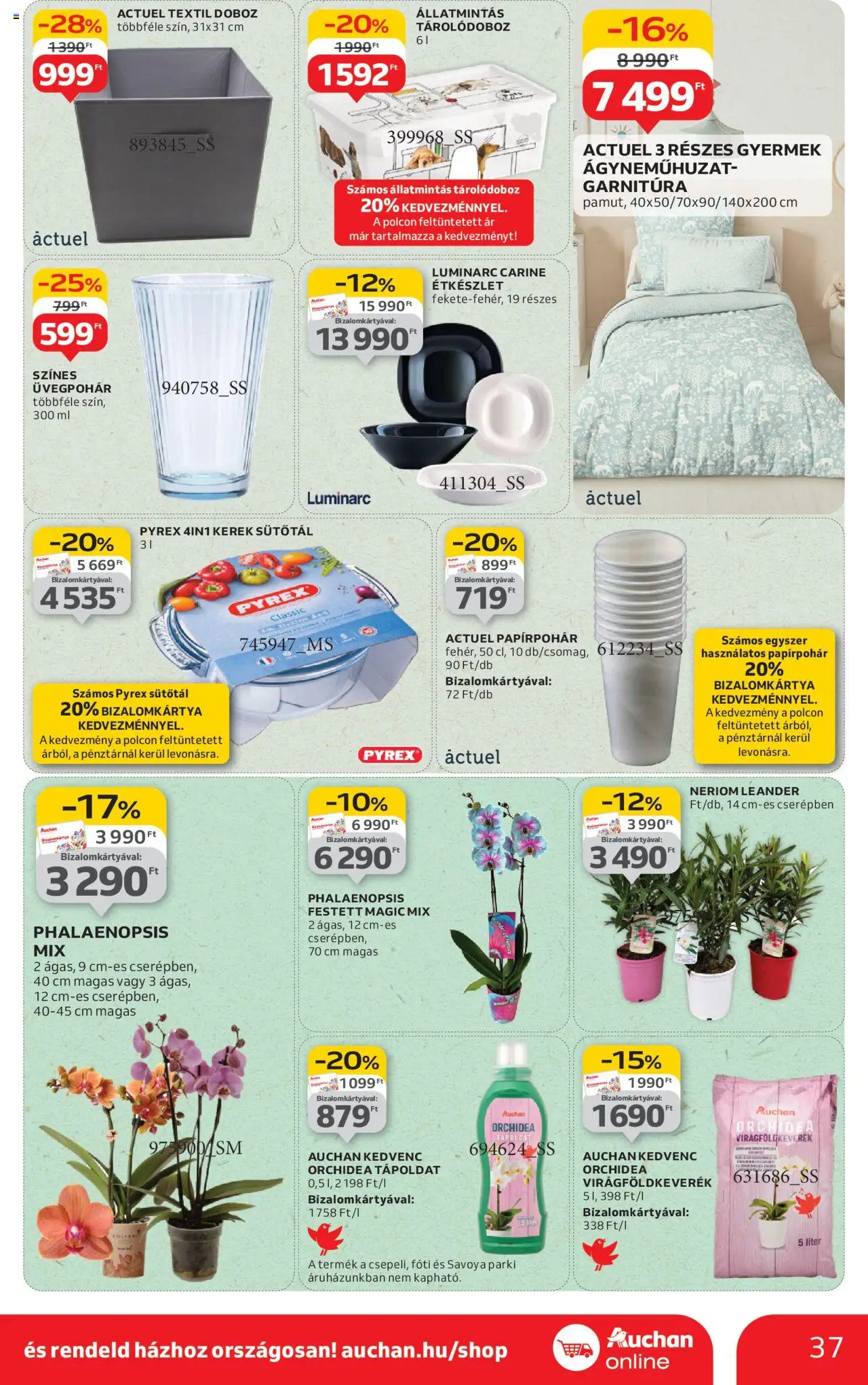 Auchan akciós ujság - amely érvényes a következő dátumtól: 07.08.2025 | Oldal: 37 | Termékek: Orchidea, Tárolódoboz, Doboz, Ágyneműhuzat