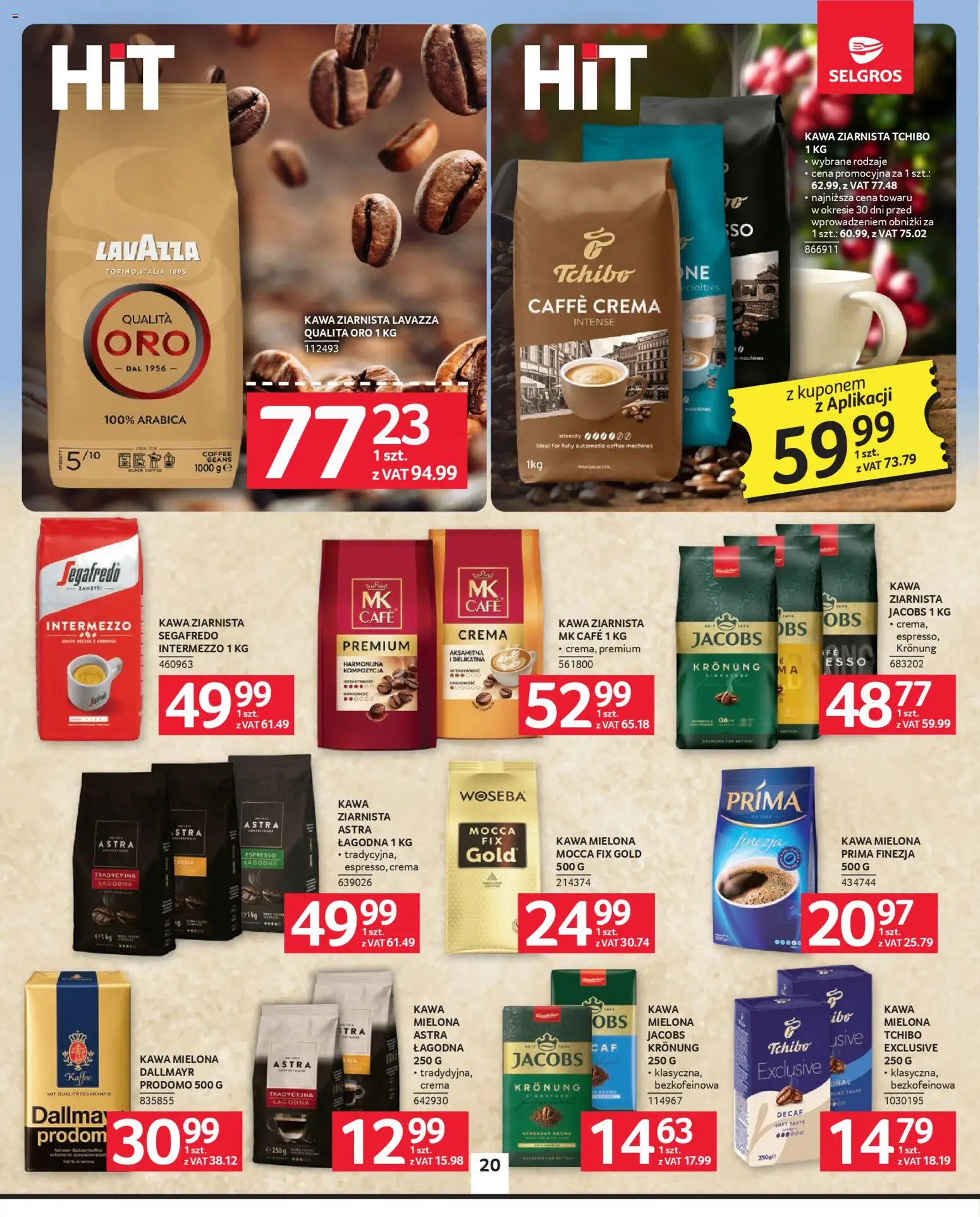 Selgros cash&carry gazetka od 23.04.2026 | Strona: 20 | Produkty: Kawa ziarnista, Lavazza, Tchibo, Kawa
