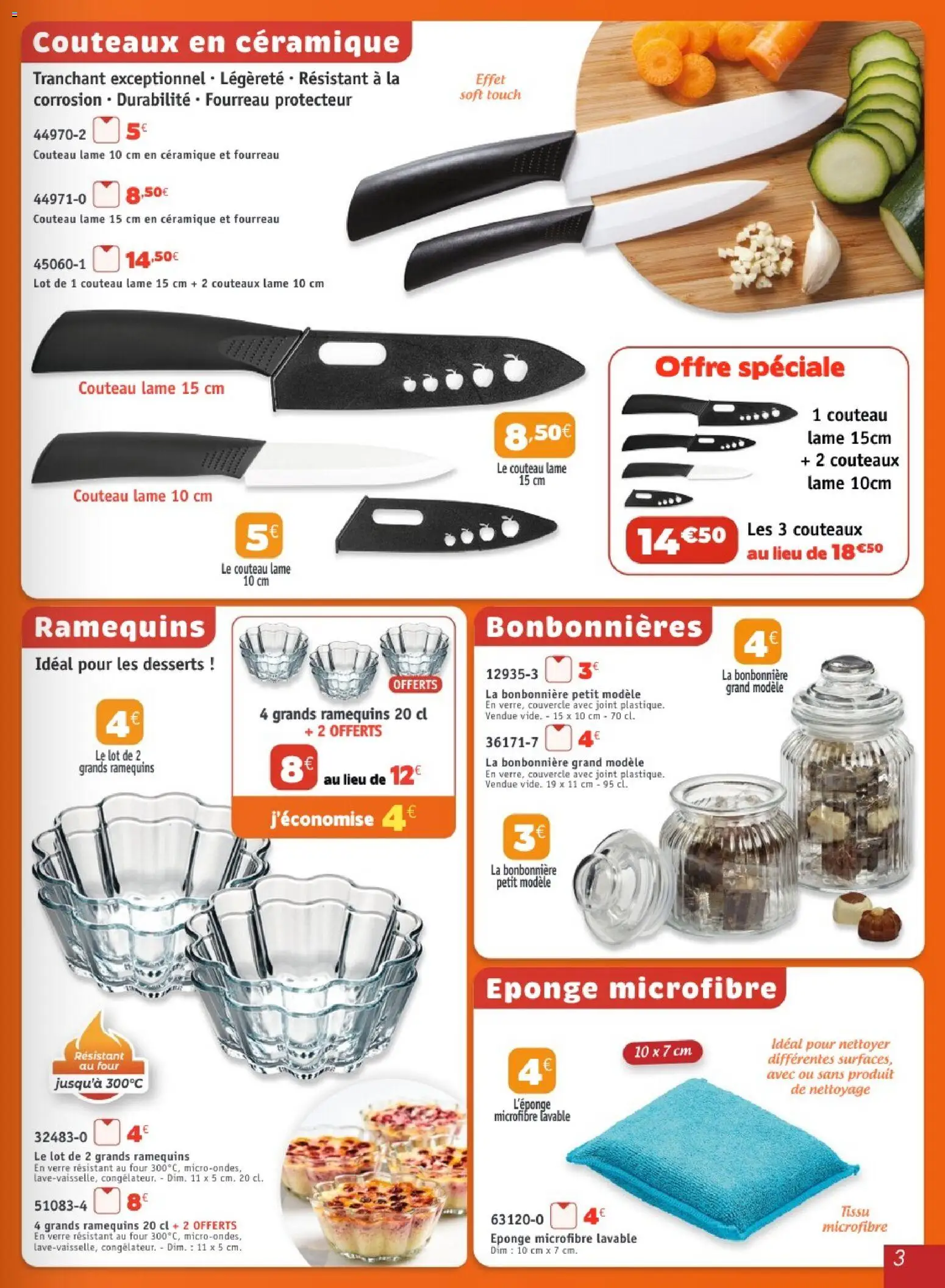 {H1} | Page: 3 | Produits: Couteau, Four, Eponge