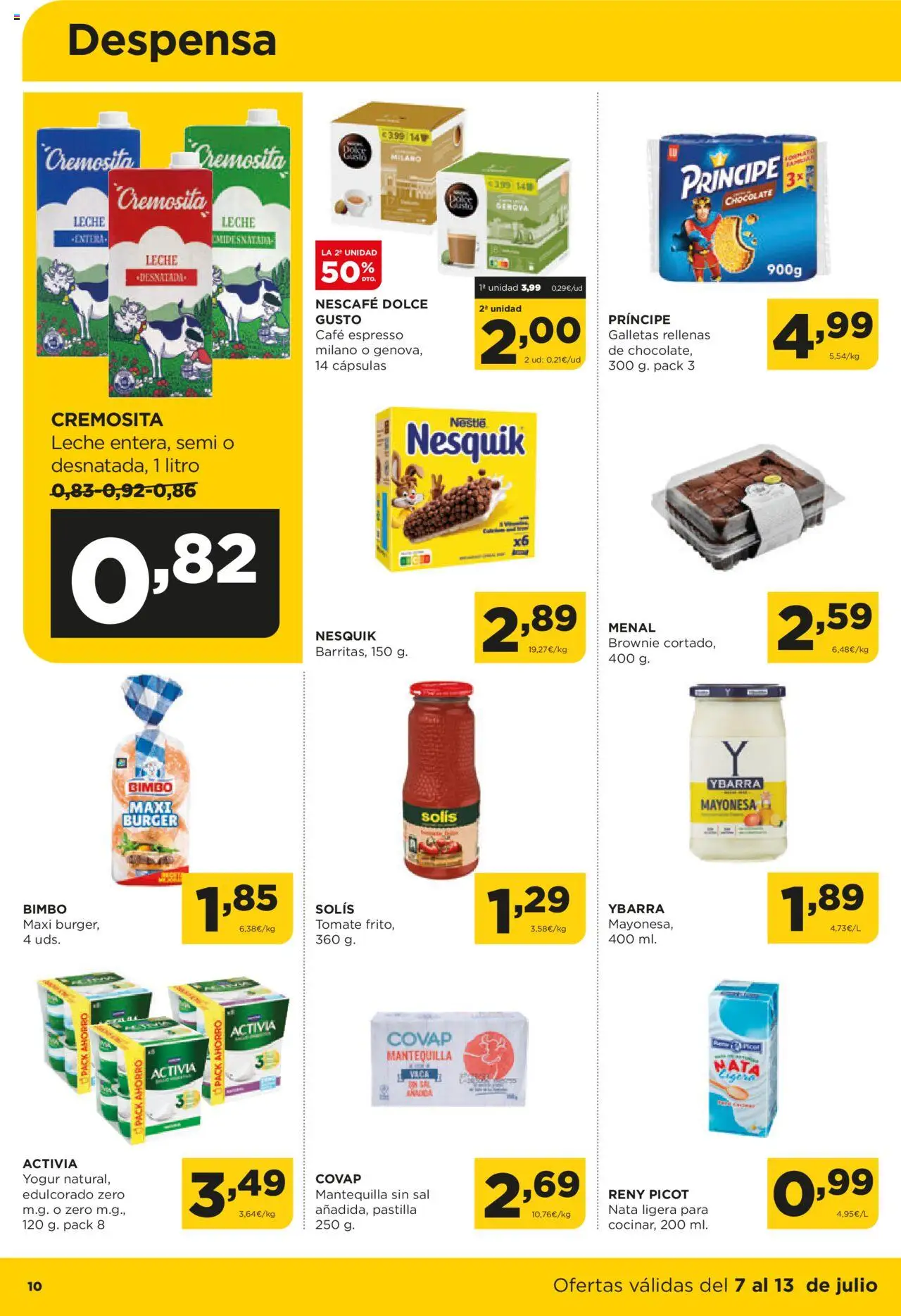 Alimerka folleto Asturias │ válido desde el 07.07.2025 | Página: 10 | Productos: Leche, Chocolate, Galletas, Οθόνη προβολής