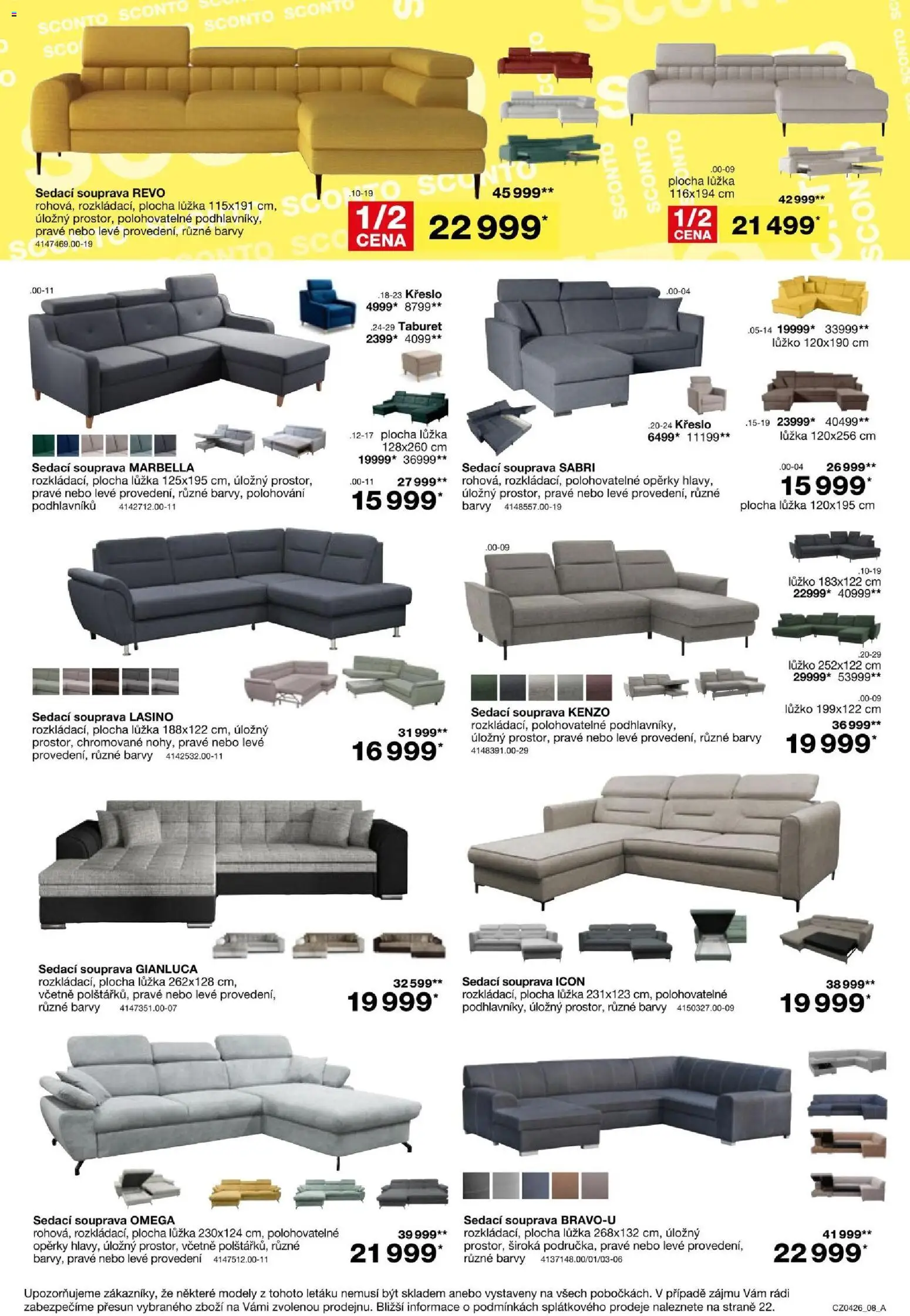 Sconto nábytek leták od 04.03.2026 | Strana: 8 | Produkty: Omega, Křeslo, Modely, Barvy