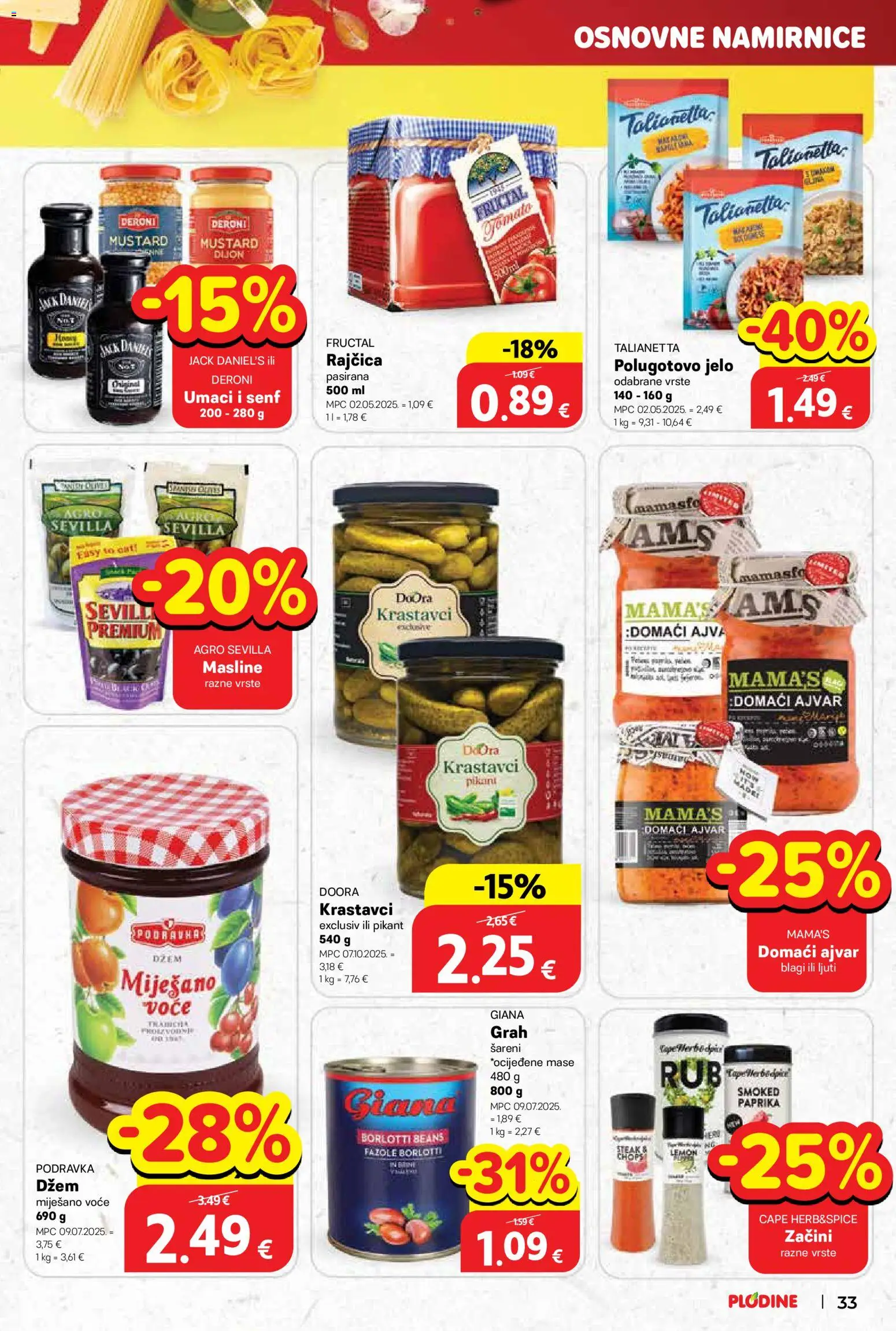 Plodine katalog | vrijedi od 26.11.2025 | Stranica: 33 | Proizvodi: Ajvar, Začini, Voće, Senf