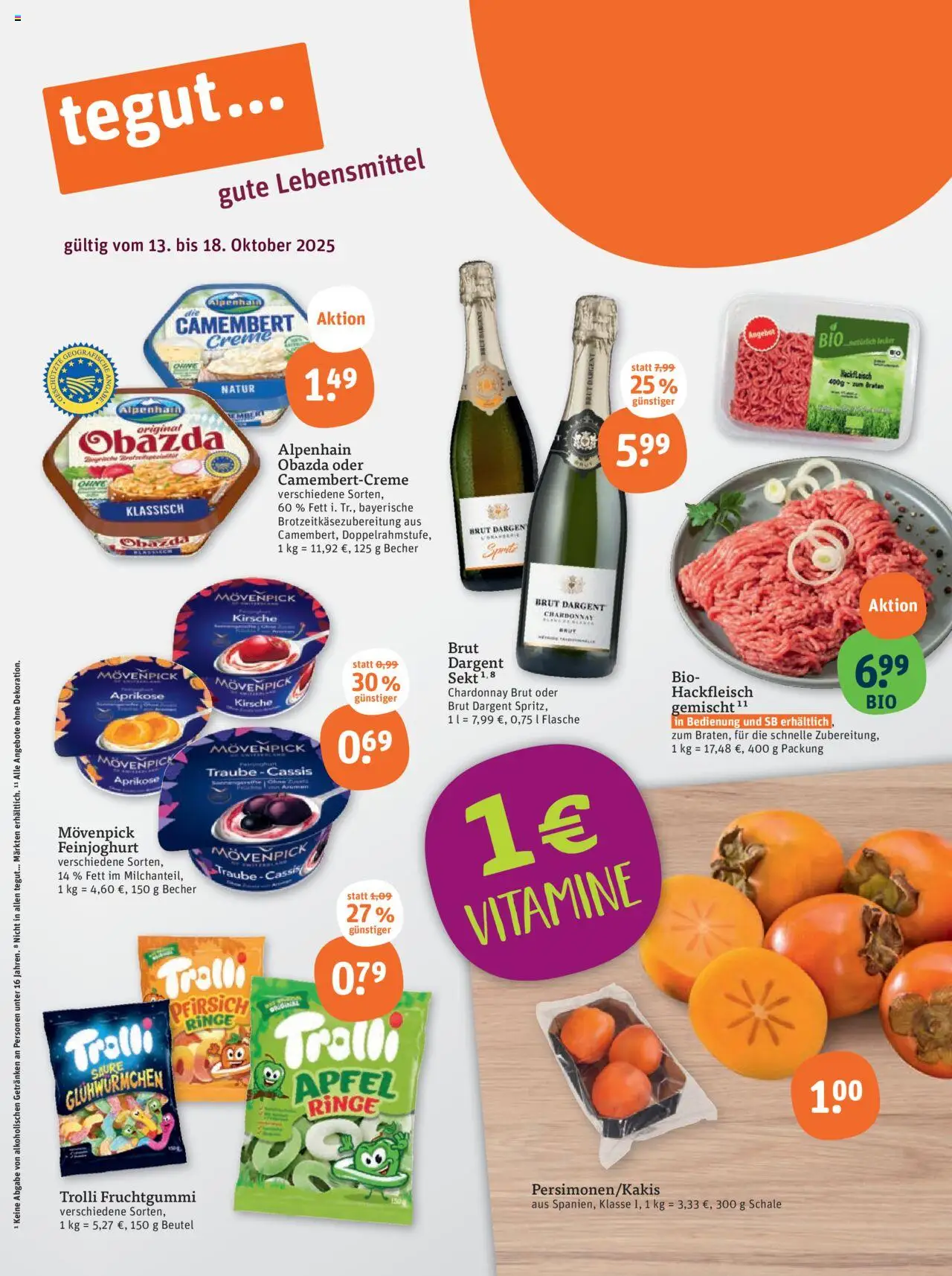 Tegut Prospekt – gültig ab 13.10.2025 | Seite: 3 | Produkte: Sekt, Creme, Pfirsich, Brut dargent