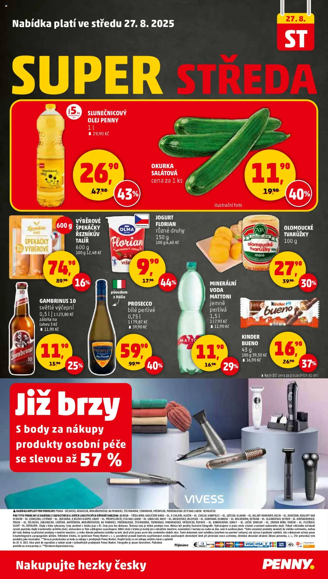 Penny Market leták - Čtvrtečník od 21.08.2025 | Strana: 28 | Produkty: Mattoni, Prosecco, Postel, Kinder Bueno