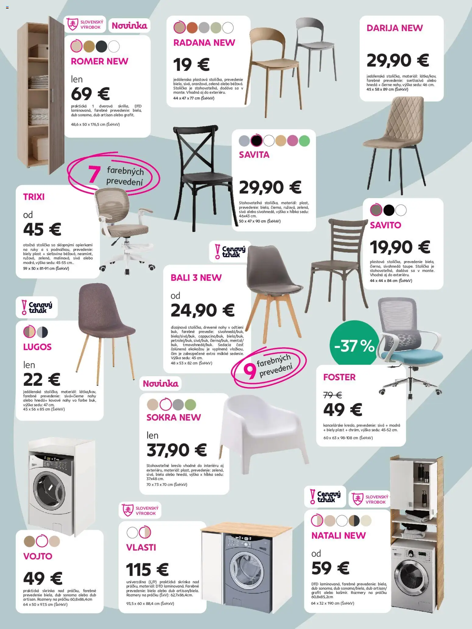 Nové Kondela akcie – leták je platný od 15.04.2026 | Strana: 6 | Produkty: Skrinka, Kreslo, Stolička