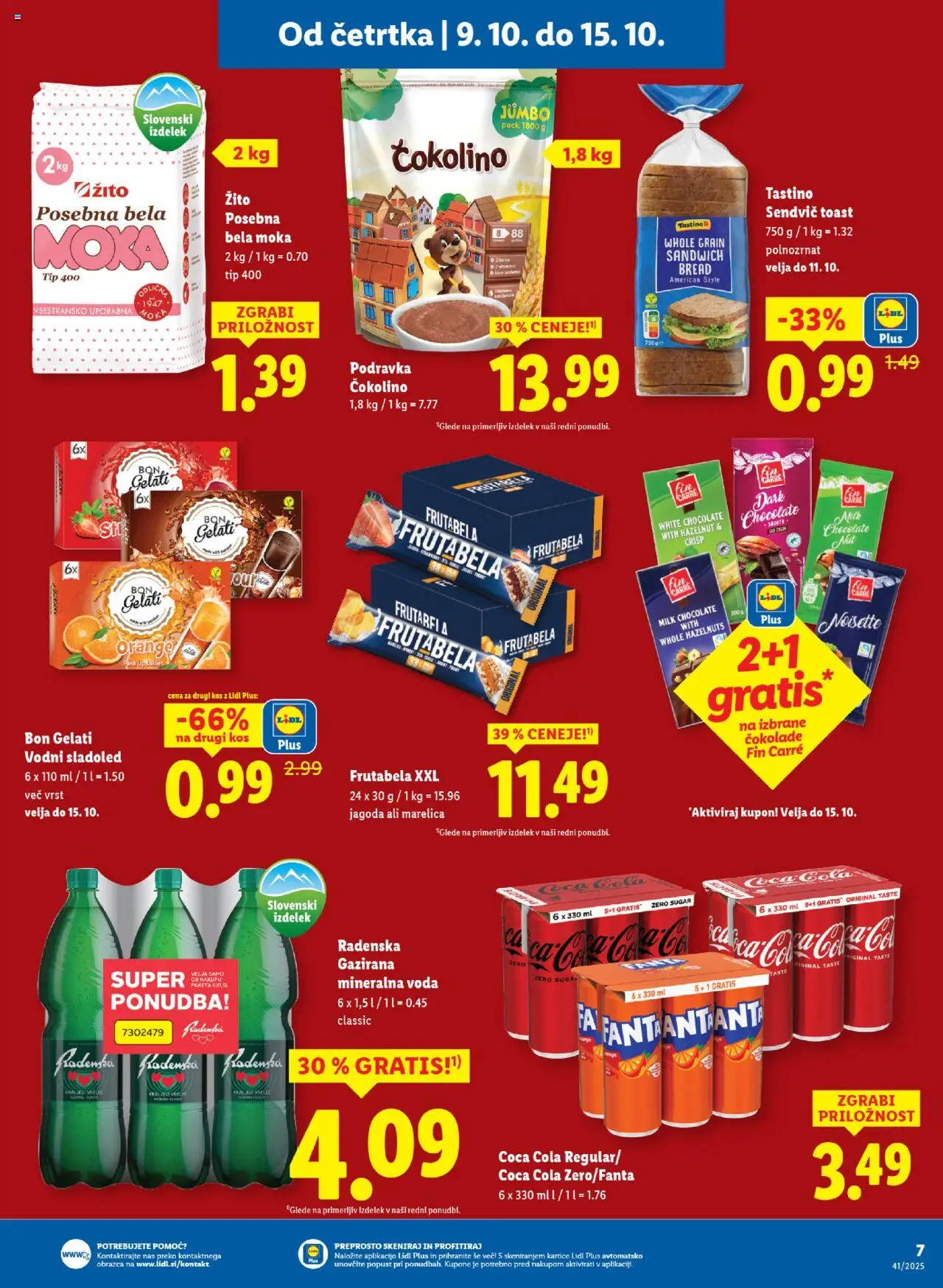 Novi Lidl katalog ponudbe – veljaven od 09.10.2025 | Stran: 7 | Izdelki: Kos, Čokolino, Mineralna voda, Voda