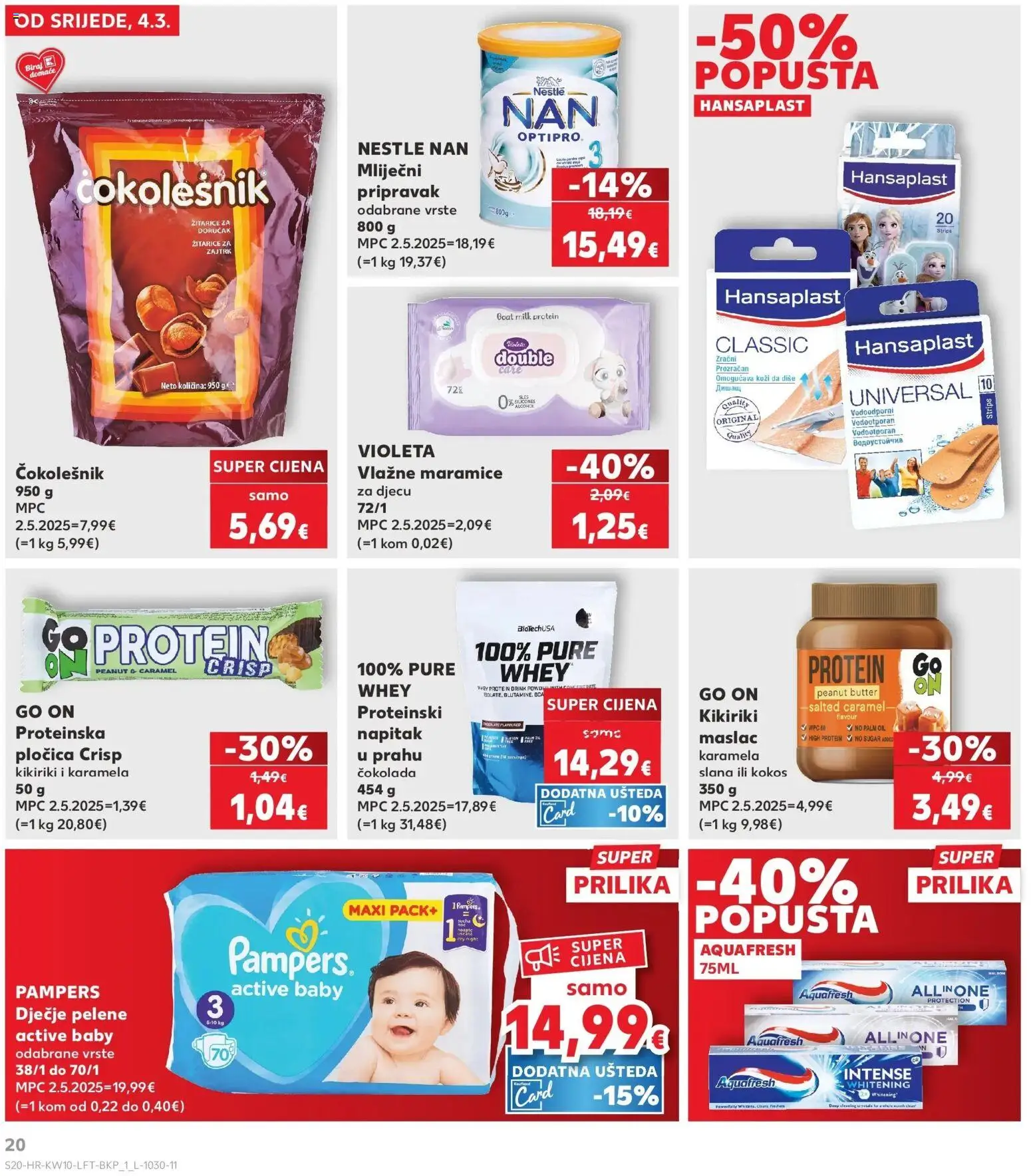Kaufland katalog | vrijedi od 04.03.2026 | Stranica: 20 | Proizvodi: Pelene, Vlažne maramice, Pampers, Karamela