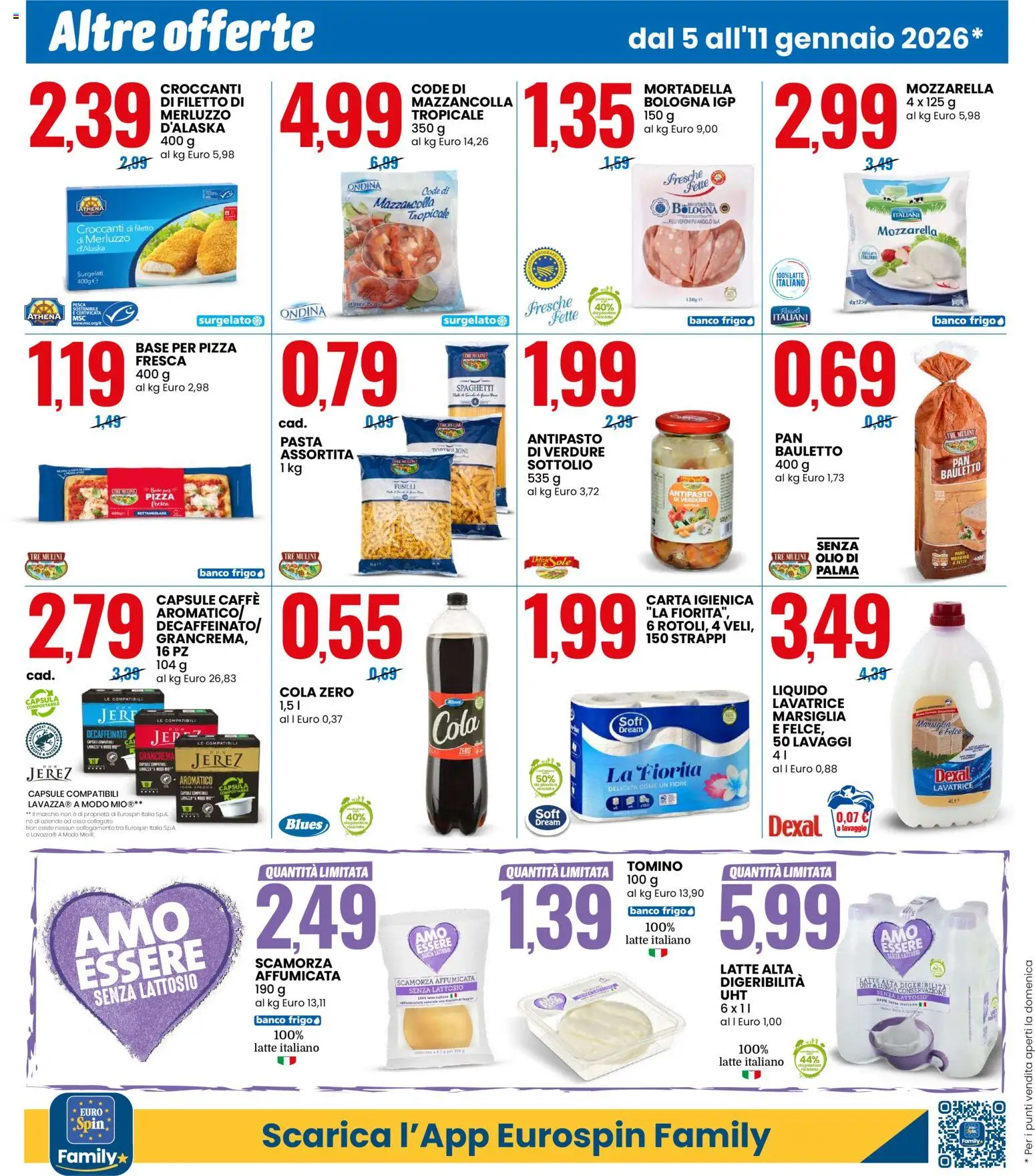 Volantino Eurospin del 05.01.2026 | Pagina: 6 | Prodotti: Pizza, Merluzzo, Olio, Fusilli