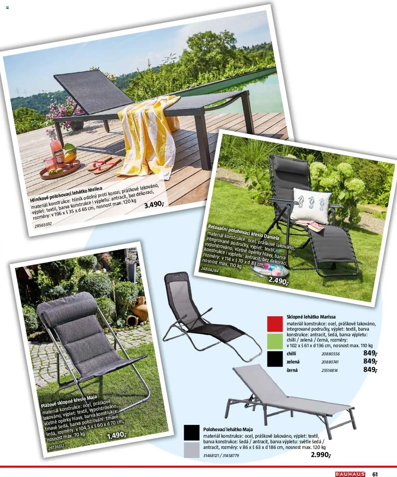 Bauhaus katalog Zahradní nábytek od 01.04.2025 | Strana: 61 | Produkty: Křeslo, Lehátko