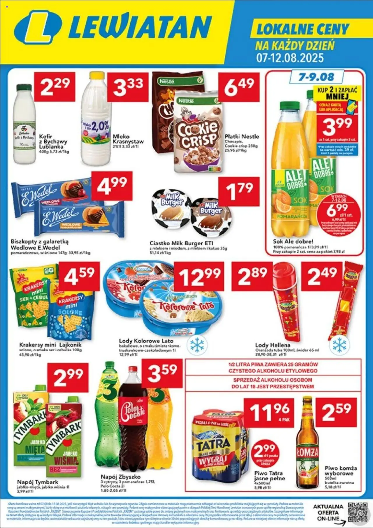 Lewiatan gazetka - Lublin od 07.08.2025 | Strona: 1 | Produkty: Karta, Mleko, Sok, Pomarańcze