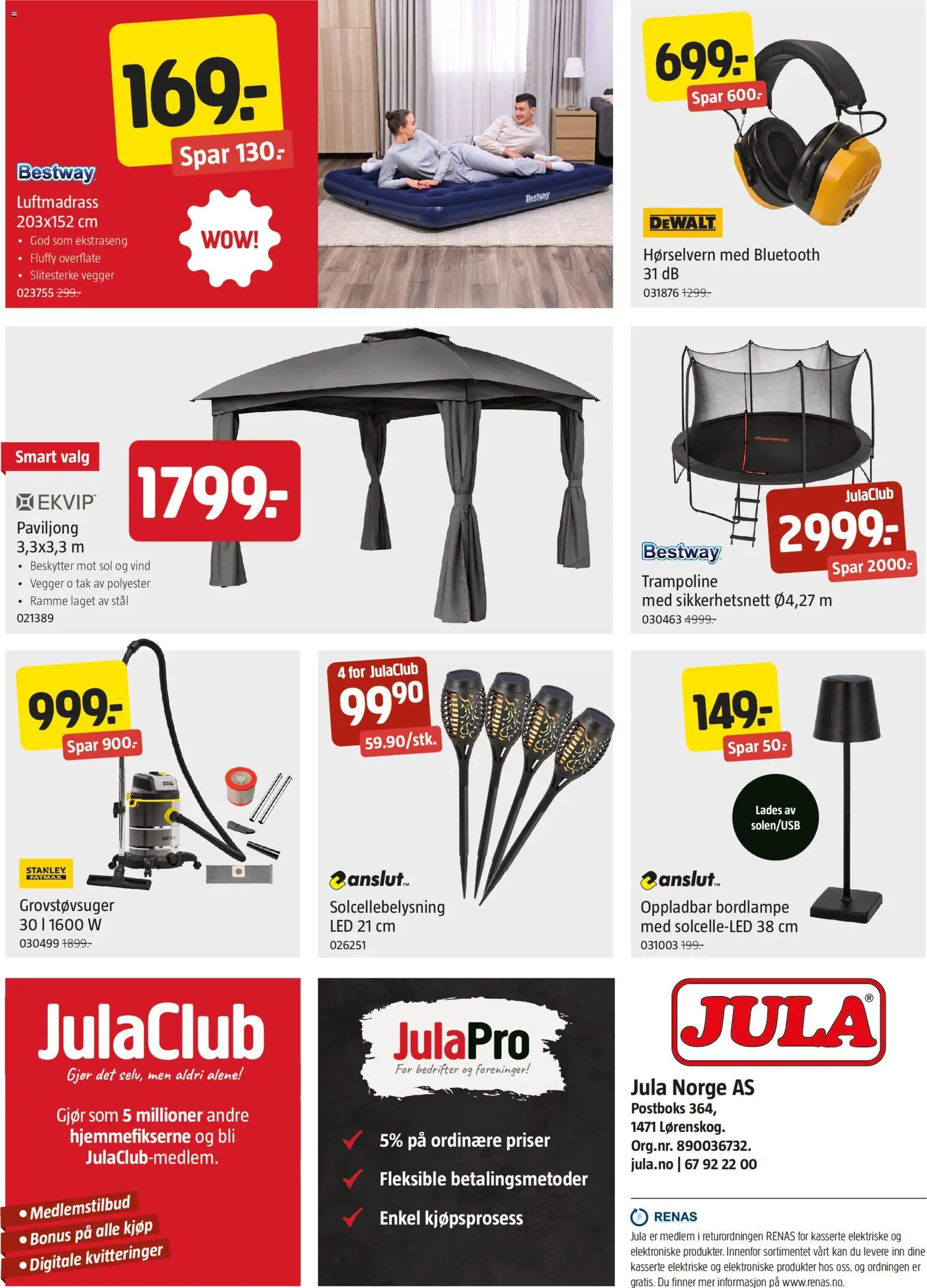 {H1} | Side: 8 | Produkter: Luftmadrass, Trampoline, Paviljong, Jeux