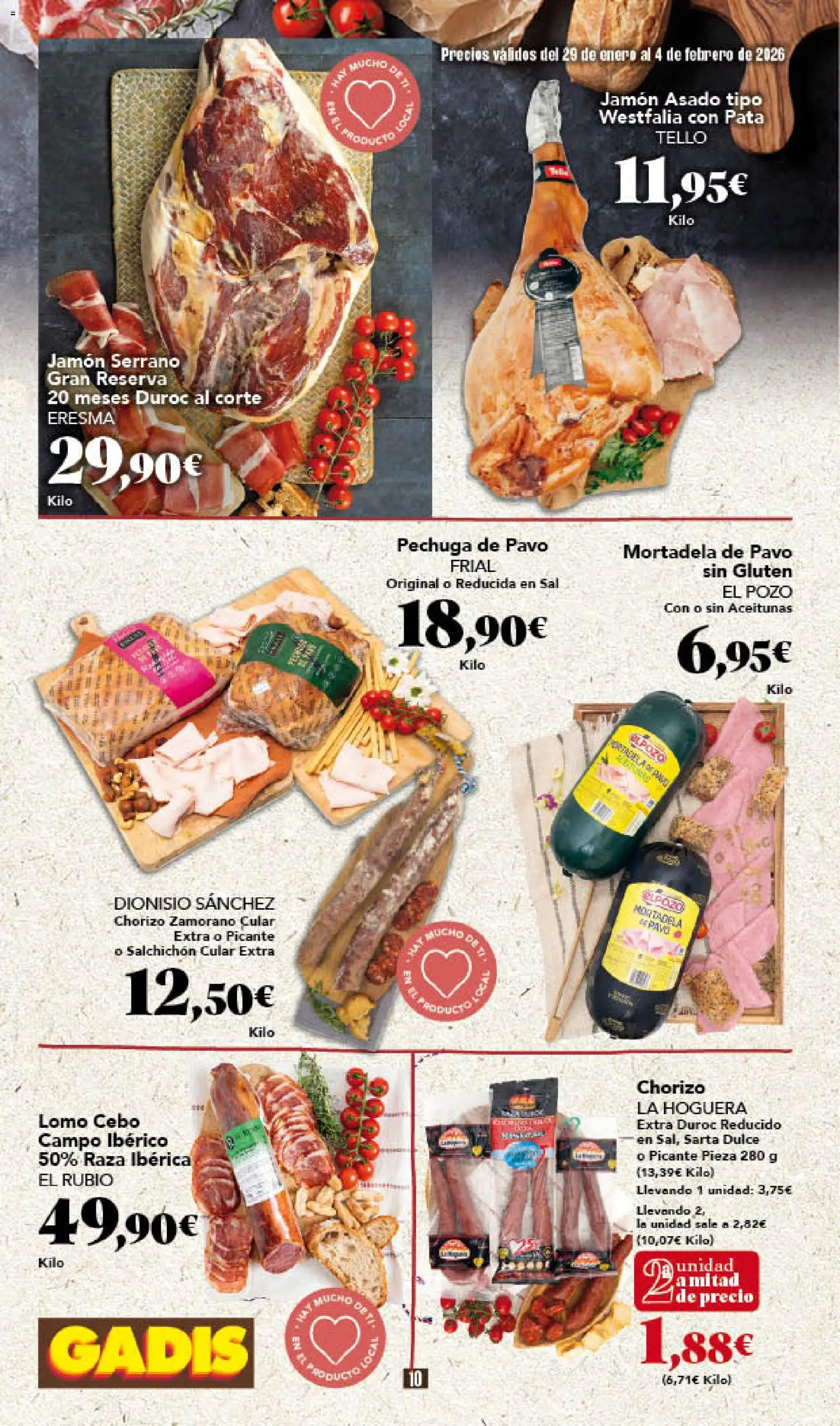 Gadis - folleto │ válido desde el 29.01.2026 | Página: 10 | Productos: Jamón serrano, Jamón, Mortadela