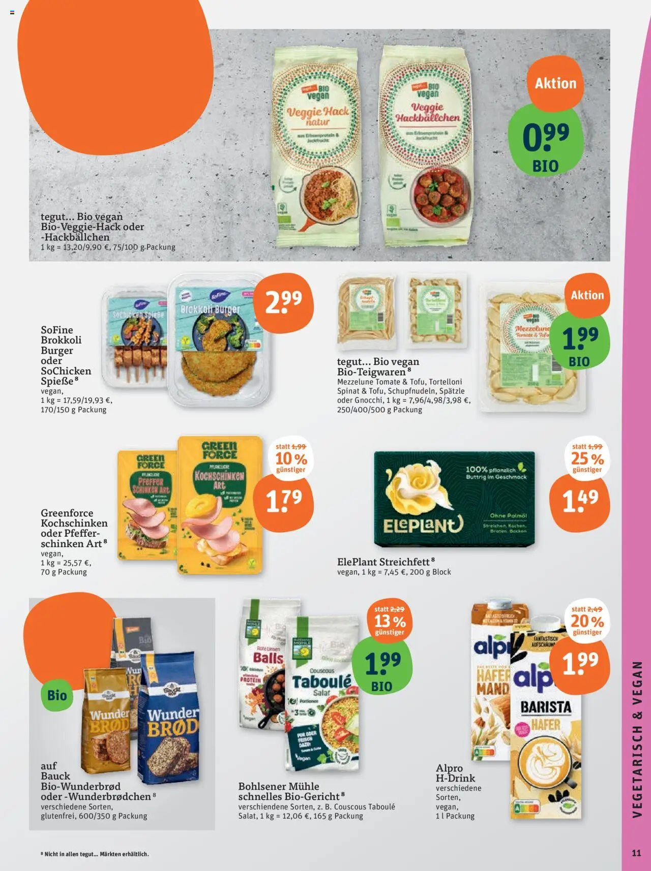 Tegut Prospekt - gültig ab dem 28.07.2025 | Seite: 13 | Produkte: Burger, Alpro, Brokkoli, Salat