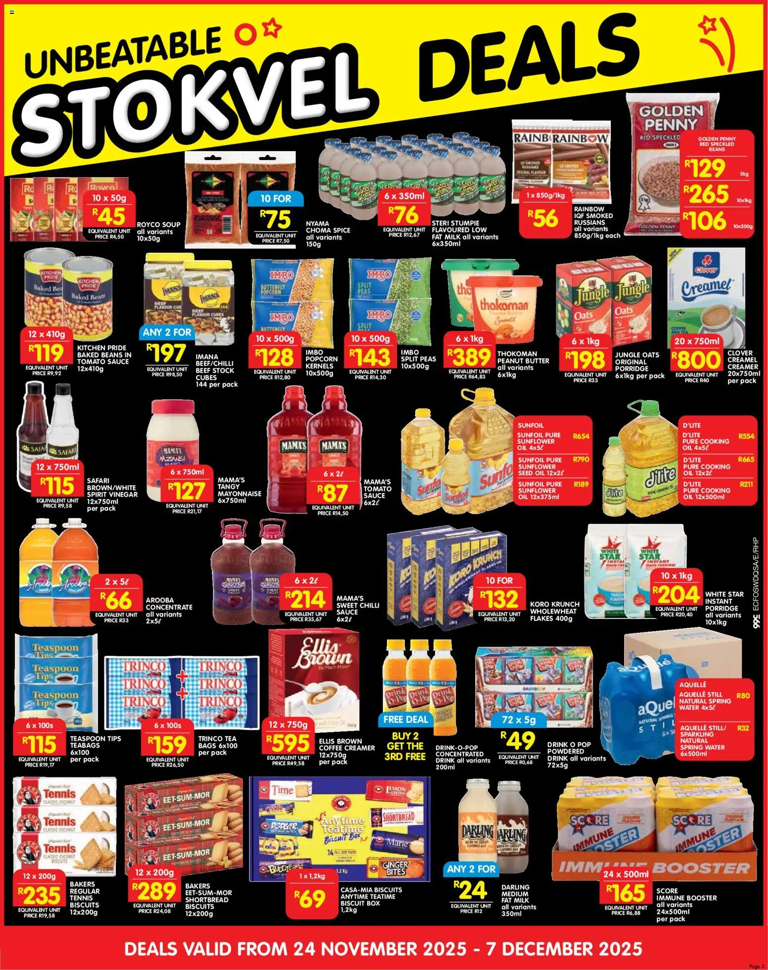 New Shoprite catalogue – valid from 24.11.2025 | Page: 7 | Products: Milk, Oats, Beef, Sauce
