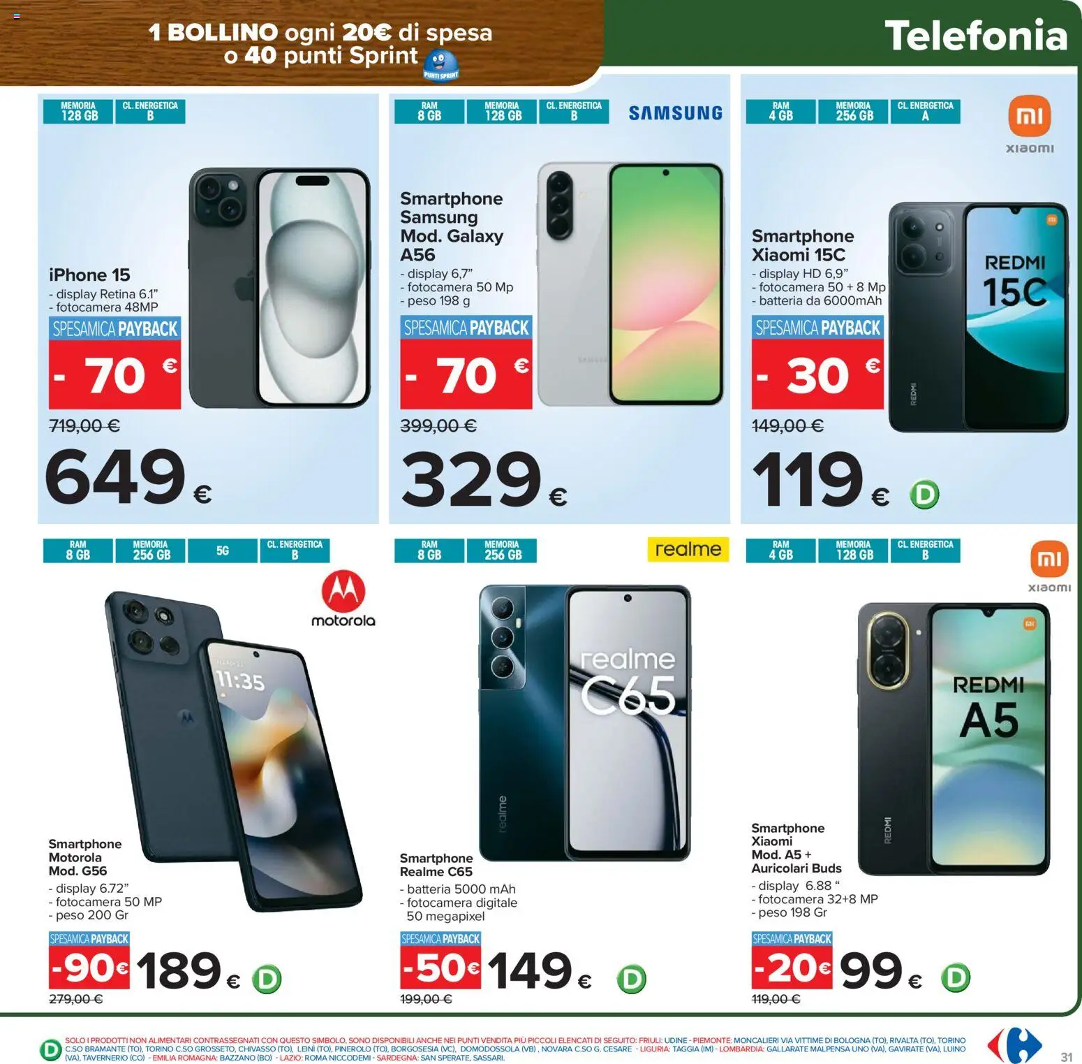 Volantino Carrefour del 15.01.2026 | Pagina: 31 | Prodotti: Smartphone samsung, Iphone, Fotocamera, Batteria