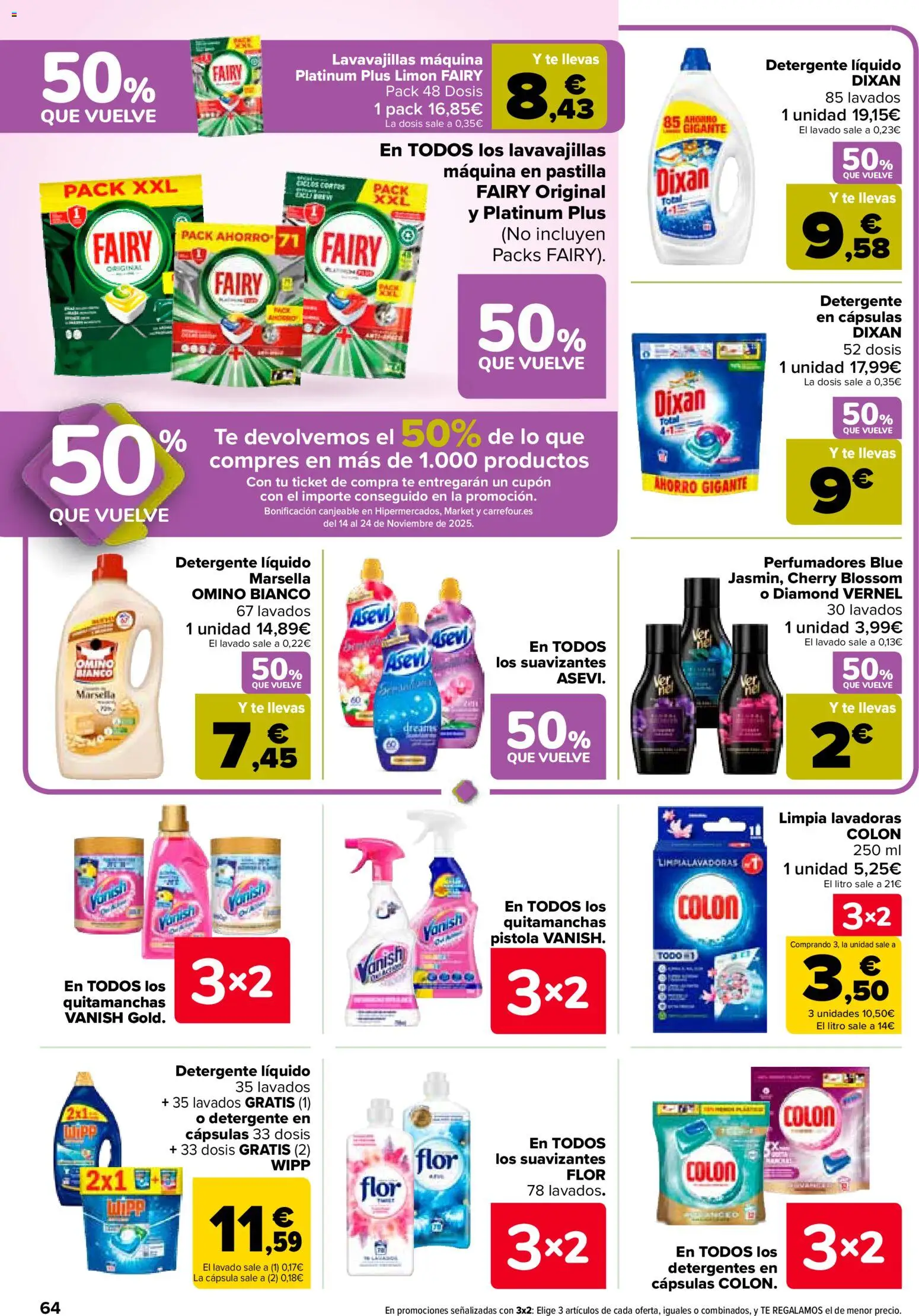 Carrefour folleto │ válido desde el 28.10.2025 | Página: 64 | Productos: Quitamanchas, Detergente, Té, Detergente líquido