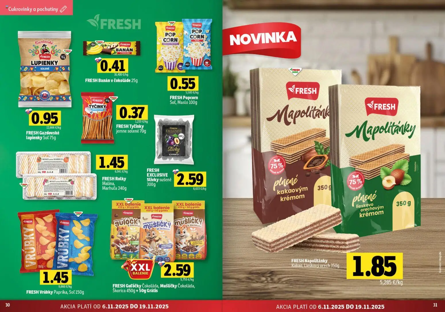 Nové Fresh akcie – leták je platný od 06.11.2025 | Strana: 16 | Produkty: Maslo, Slivky