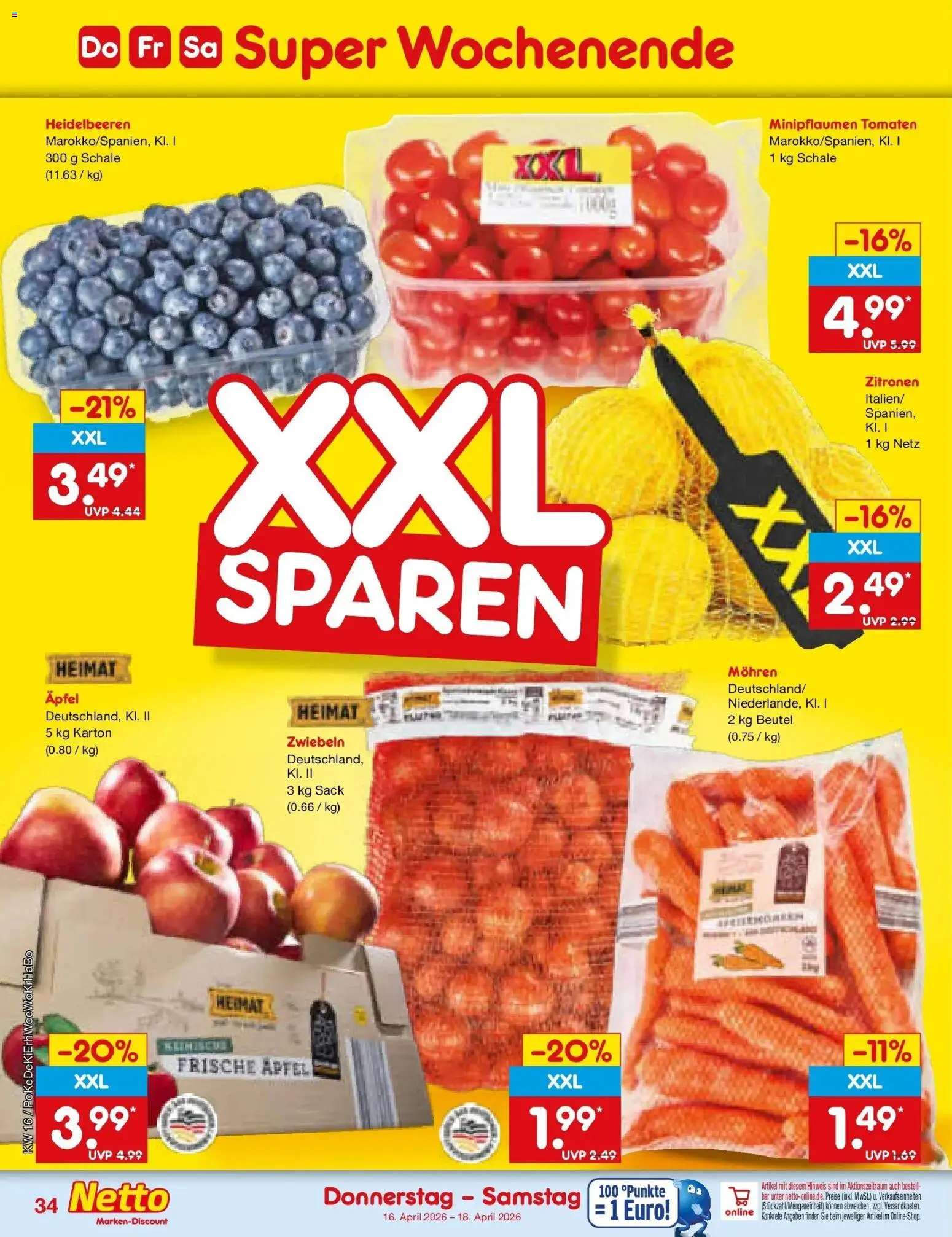 Netto Marken-Discount Prospekt Bad Friedrichshall	 – gültig ab 13.04.2026 | Seite: 52 | Produkte: Äpfel, Tomaten, Mohren, Heidelbeeren