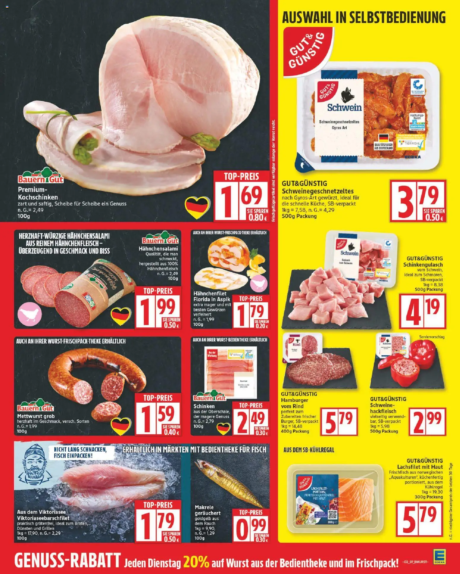 Edeka Prospekt 	 – gültig ab 05.01.2026 | Seite: 7 | Produkte: Hahnchen, Wurst, Schinken, Hackfleisch
