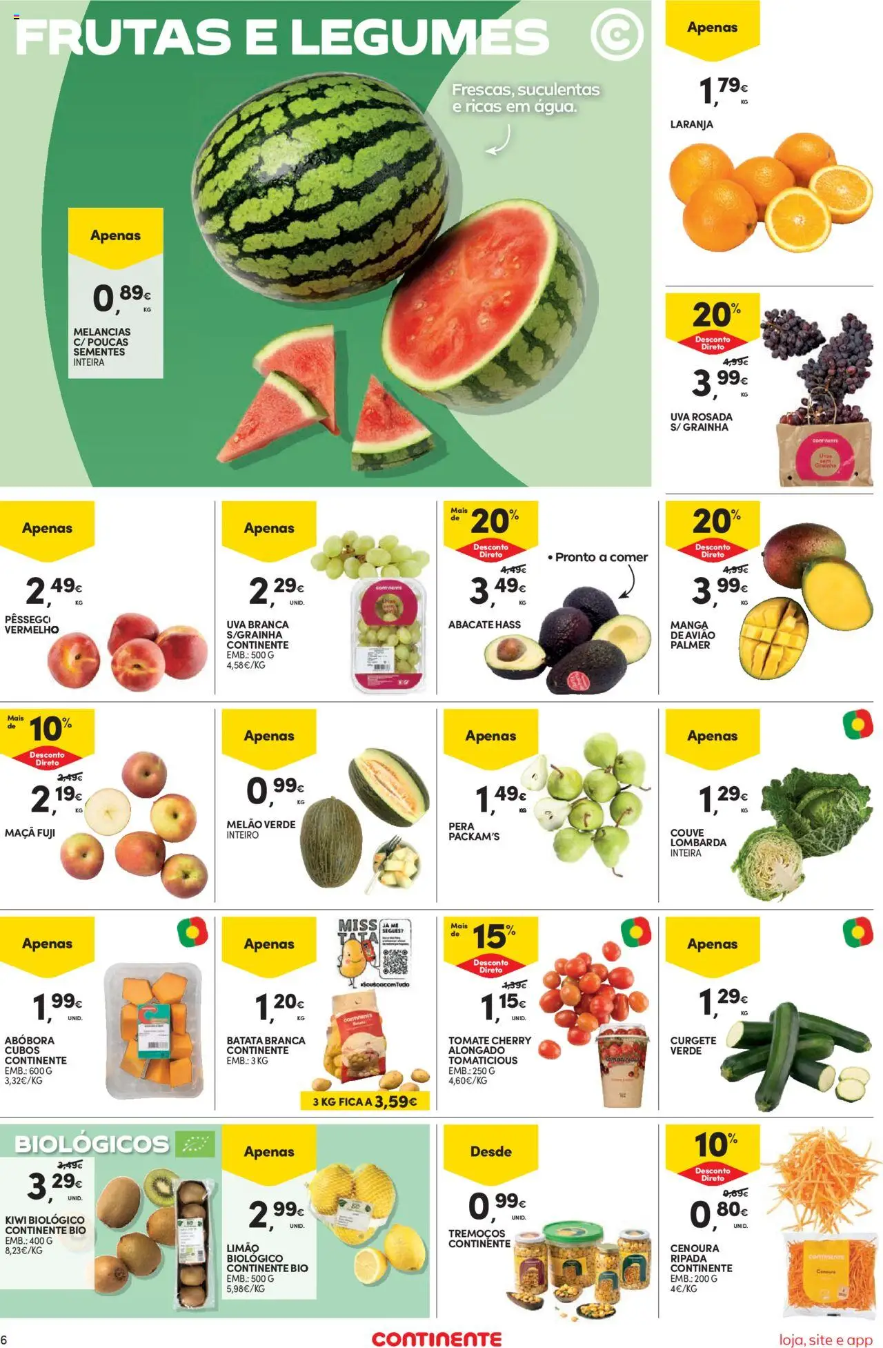 Continente Semanal Continente Bom Dia │ válido de 05.08.2025 | Página: 6 | Produtos: Batata, Curgete, Tomate, Kiwi
