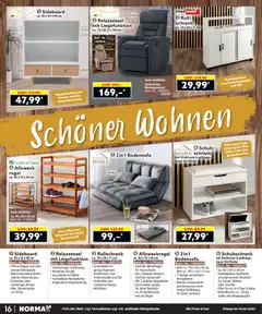 Norma Bestellmagazin März 2026 ab 01.03.2026 gültig | Seite: 16 | Produkte: Sideboard, Relaxsessel, Schrank, Hausschuhe