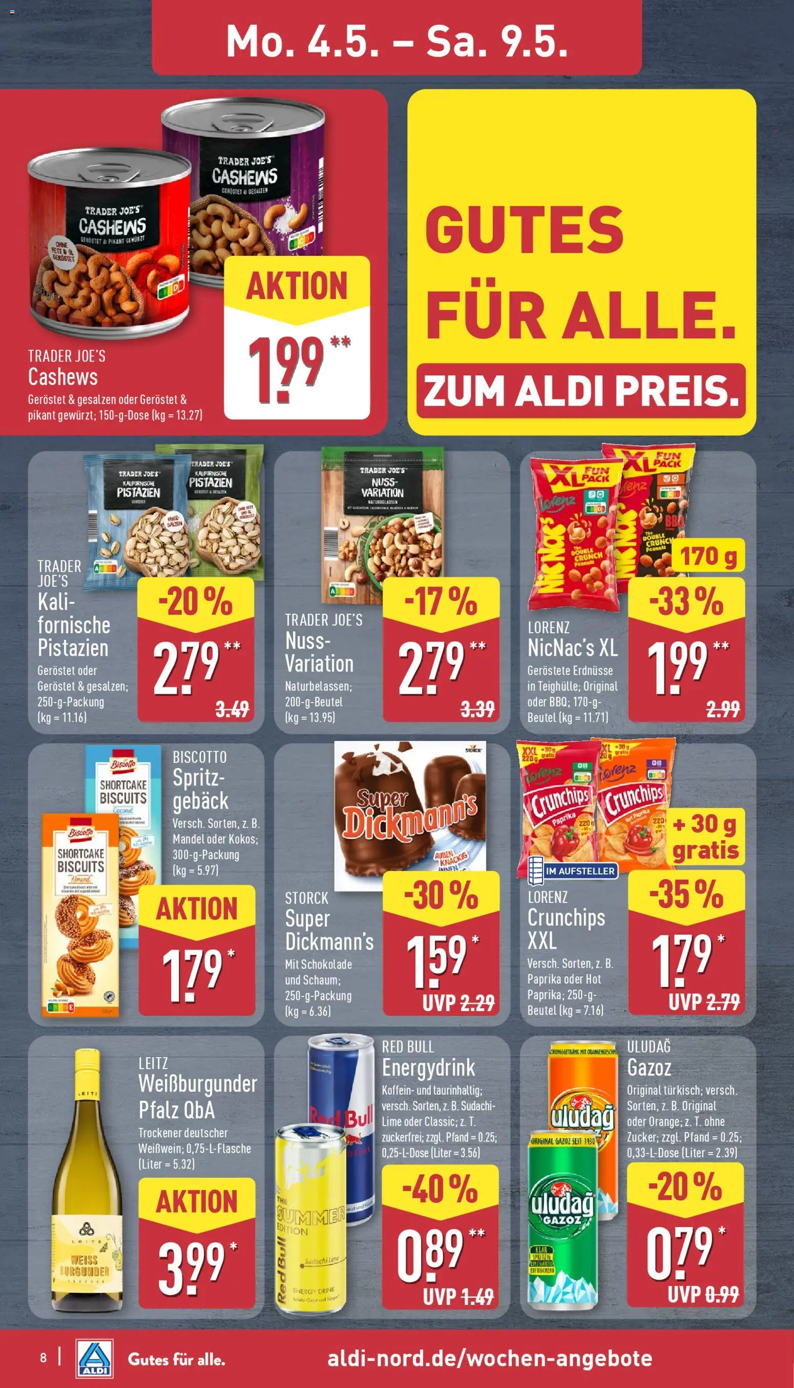 Aldi Prospekt 	 – gültig ab 04.05.2026 | Seite: 8 | Produkte: Energy, Schokolade, Pistazien, Paprika