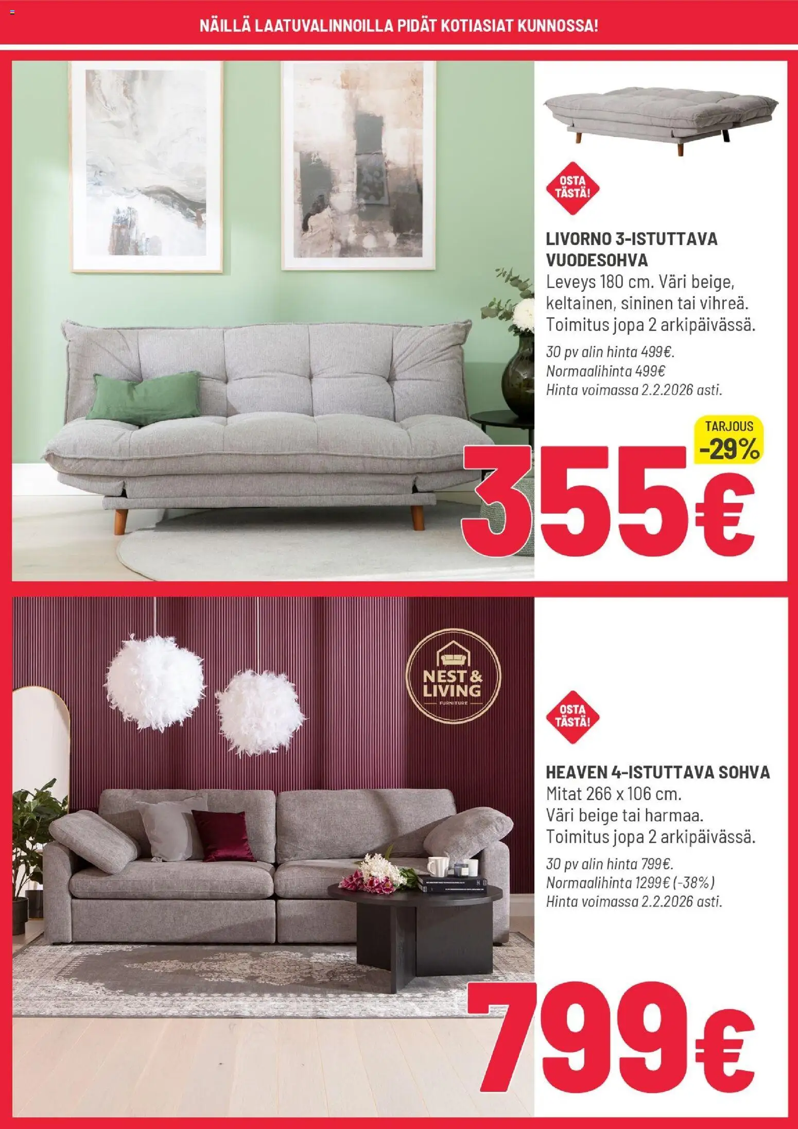 Masku tarjoukset – voimassa 27.01.2026 alkaen | Sivu: 2 | Tuotteet: Sohva