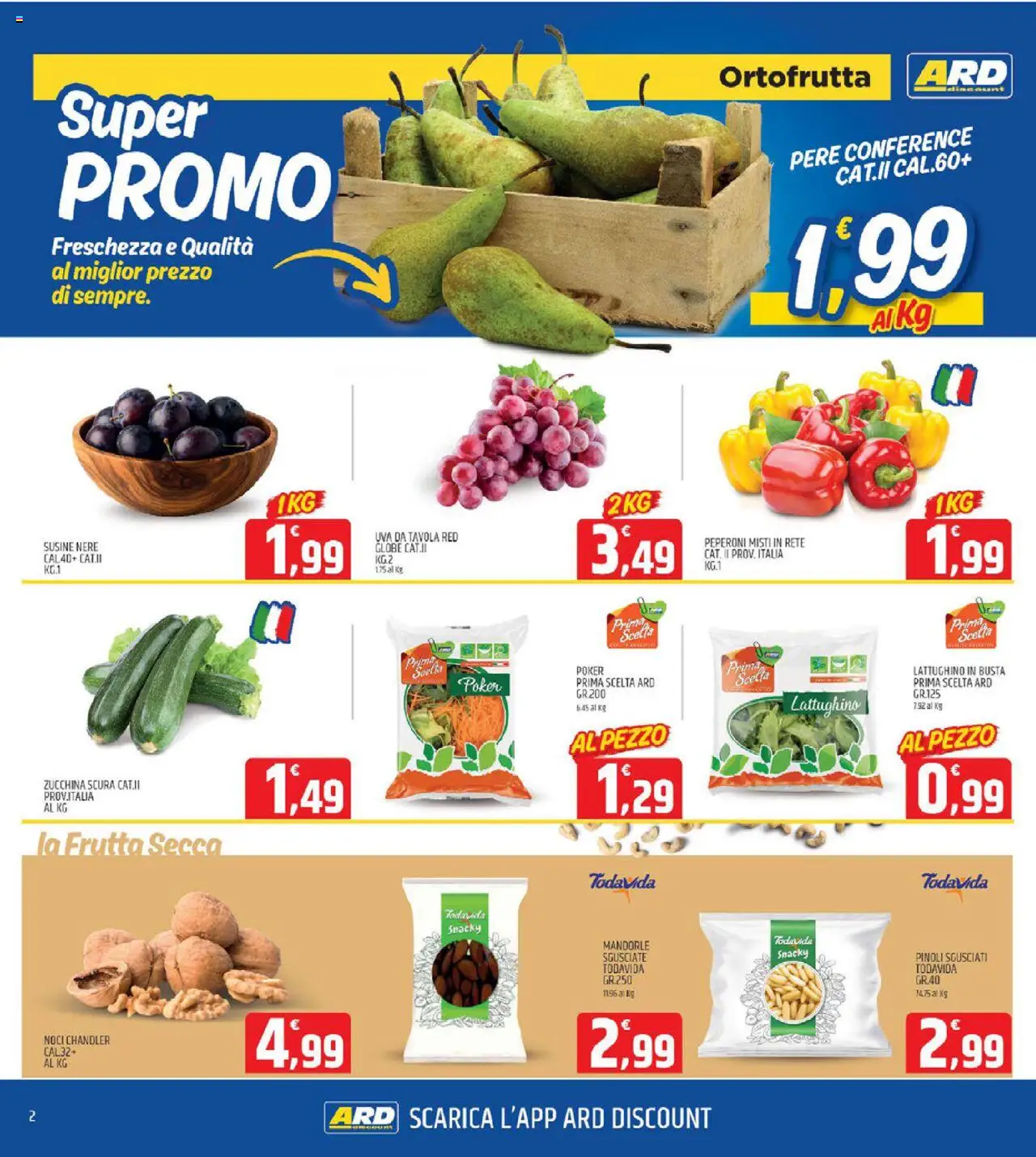 Volantino ARD Discount del 02.10.2025 | Pagina: 2 | Prodotti: Peperoni, Frutta, Noci, Mandorle