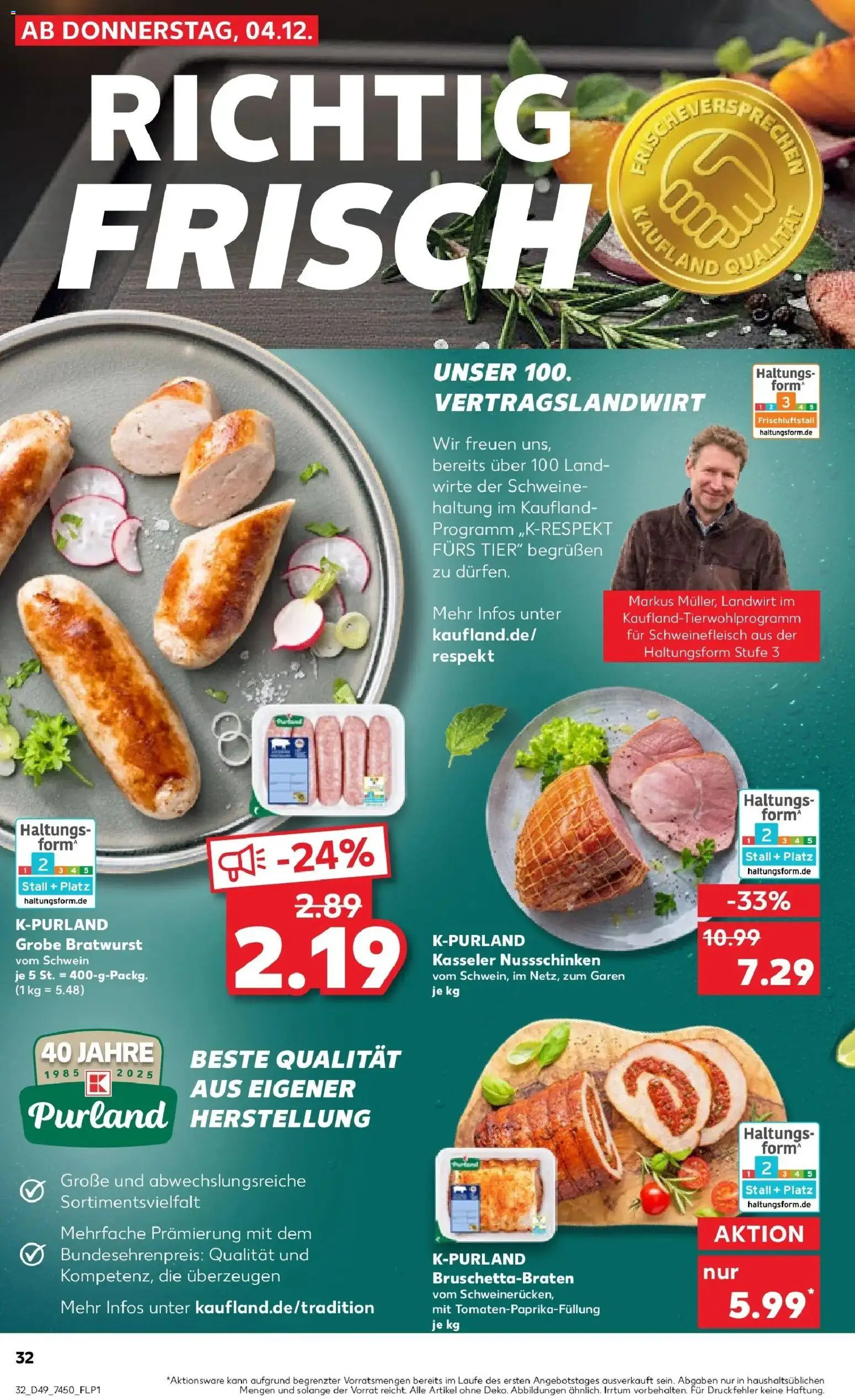 Kaufland prospekt Bad Nauheim	 – gültig ab 08.12.2025 | Seite: 32 | Produkte: Bratwurst, Schweinefleisch