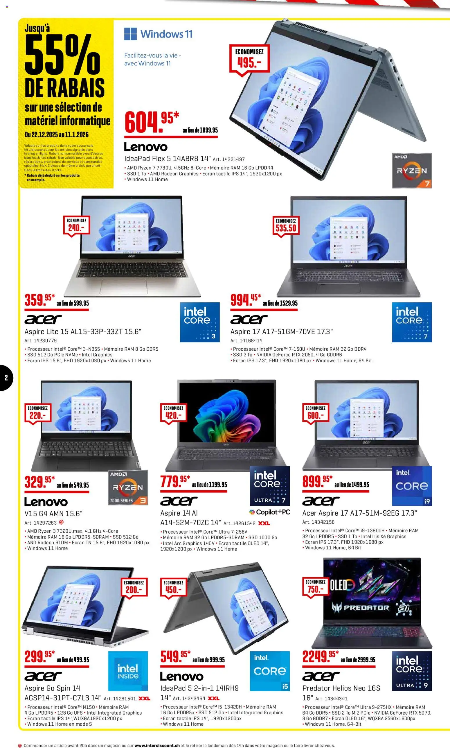 Interdiscount Aktionen Soldes – gültig ab 22.12.2025 | Seite: 2 | Produkte: Lenovo, HP