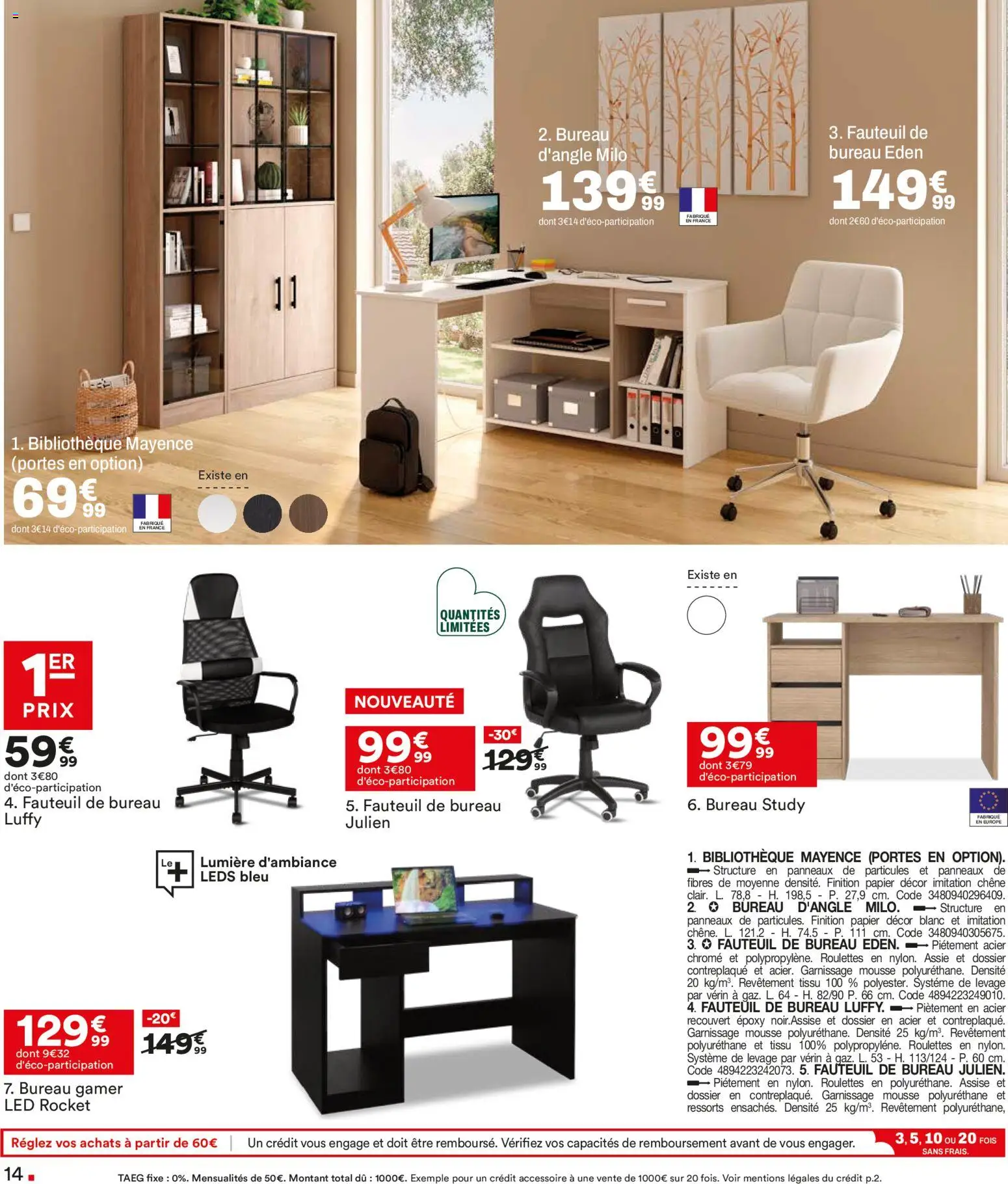 {H1} | Page: 14 | Produits: Bureau, Mousse, Fauteuil, Portes