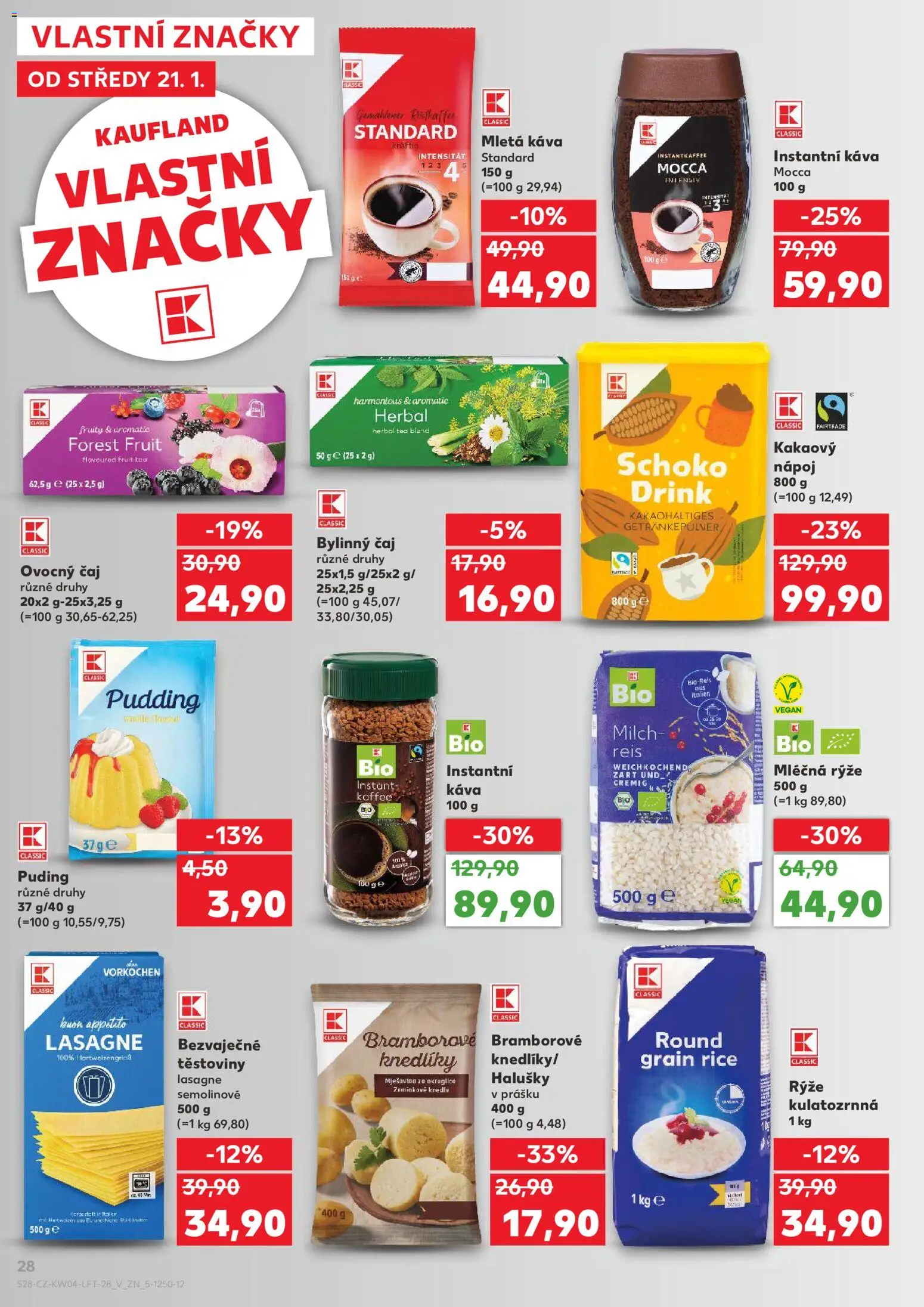 Kaufland leták - Plzeň od 21.01.2026 | Strana: 28 | Produkty: Těstoviny, Instantní káva, Lasagne, Mletá káva