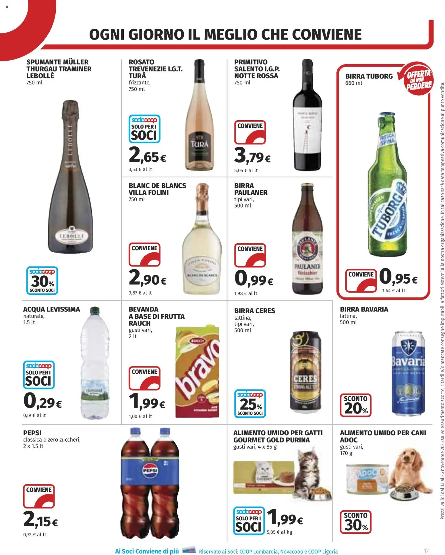 Volantino COOP del 13.11.2025 | Pagina: 17 | Prodotti: Birra, Ceres, Spumante, Pepsi