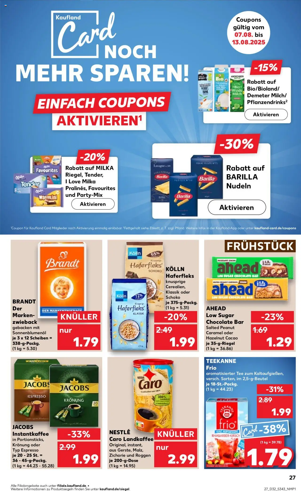 Kaufland prospekt Speyer	 - gültig ab dem 07.08.2025 | Seite: 27 | Produkte: Kolln, Milch, Teekanne, Nudeln