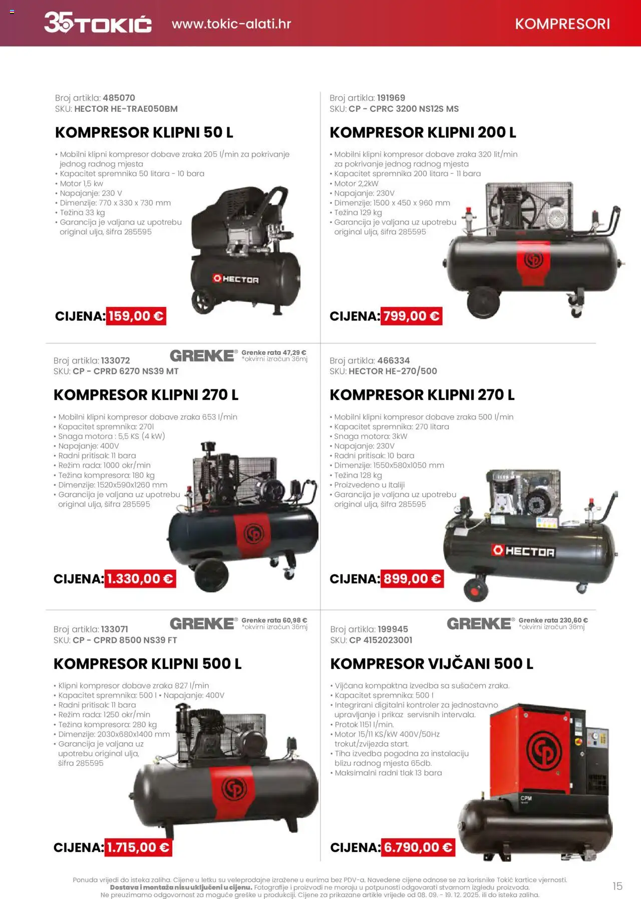 Tokić katalog | vrijedi od 08.09.2025 | Stranica: 15 | Proizvodi: Kompresor