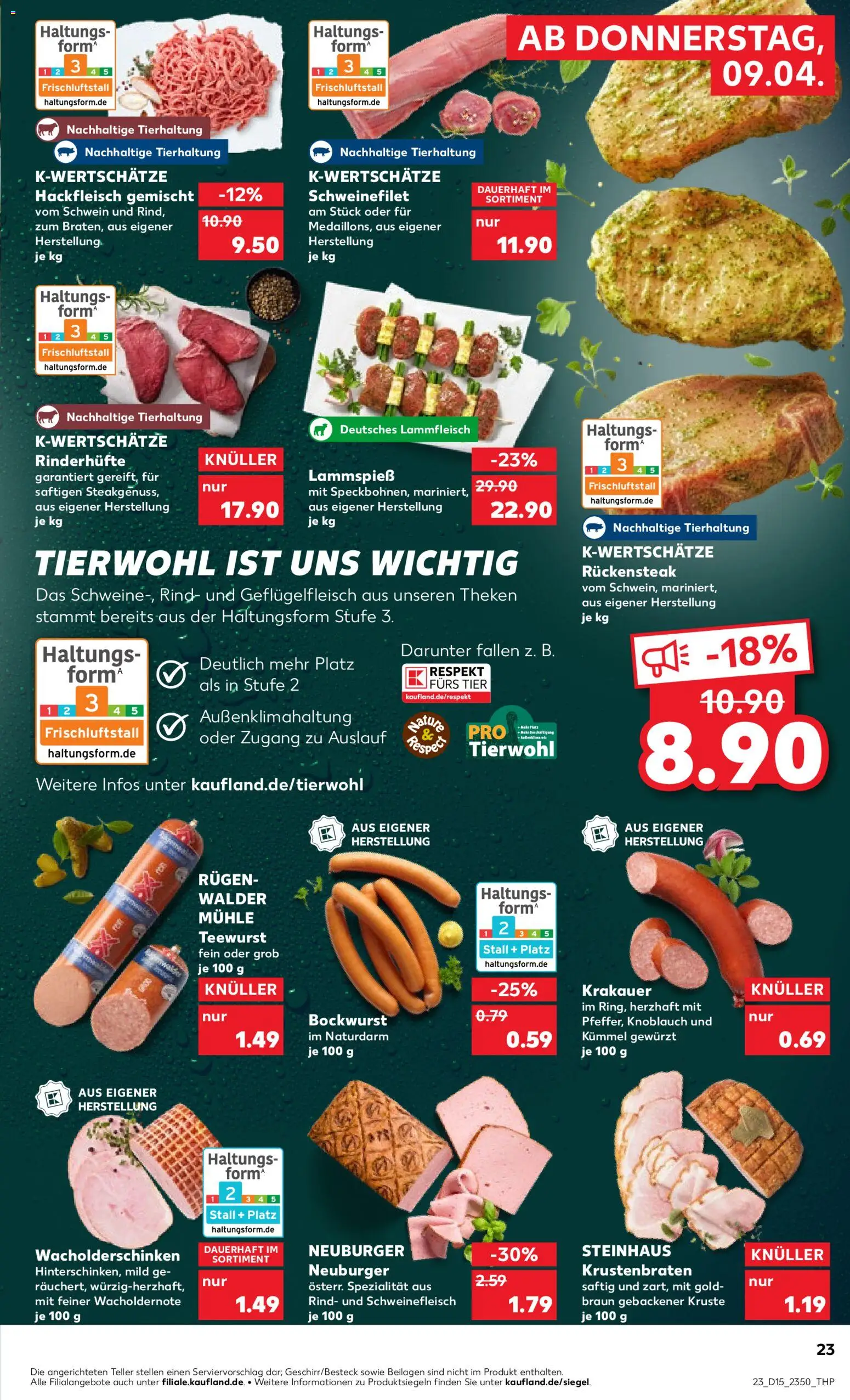 Kaufland Prospekt Völklingen	 – gültig ab 09.04.2026 | Seite: 23 | Produkte: Bockwurst, Schweinefilet, Knoblauch, Hackfleisch