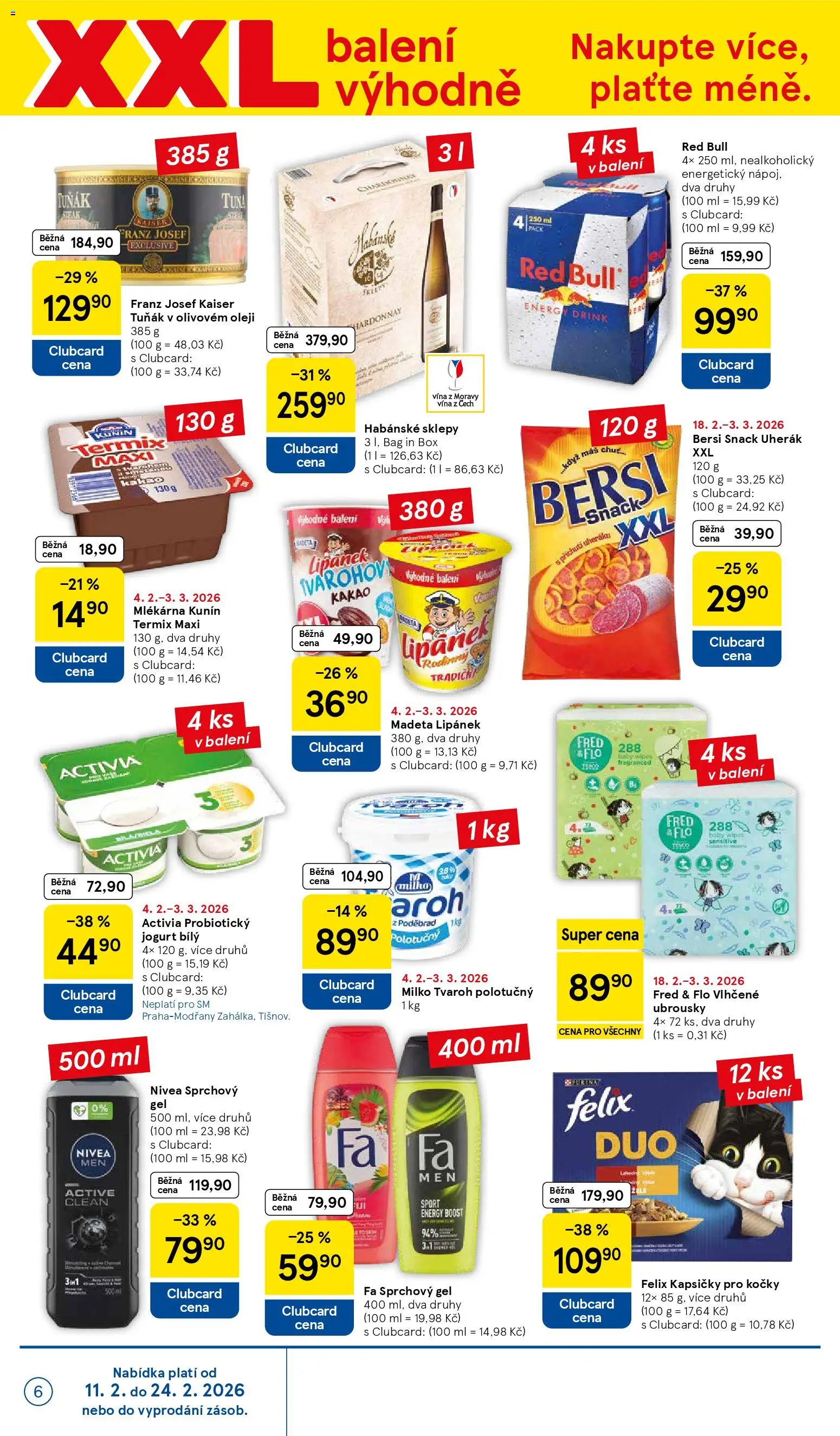 Tesco leták - Supermarket od 18.02.2026 | Strana: 6 | Produkty: Felix, Jogurt, Ubrousky, Kakao