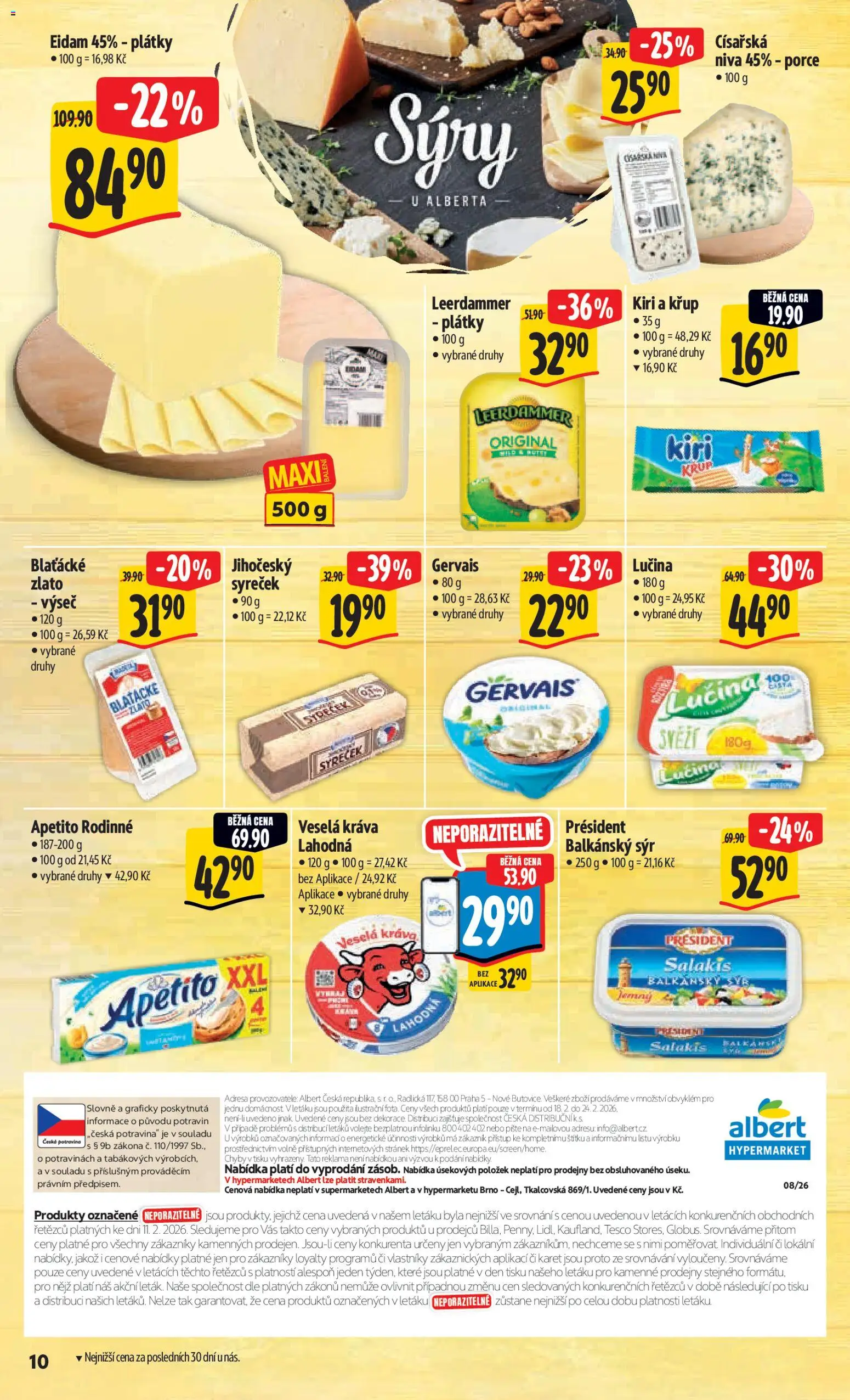 Albert leták - Hypermarket od 18.02.2026 | Strana: 18 | Produkty: Eidam, Gervais, Leerdammer, Niva