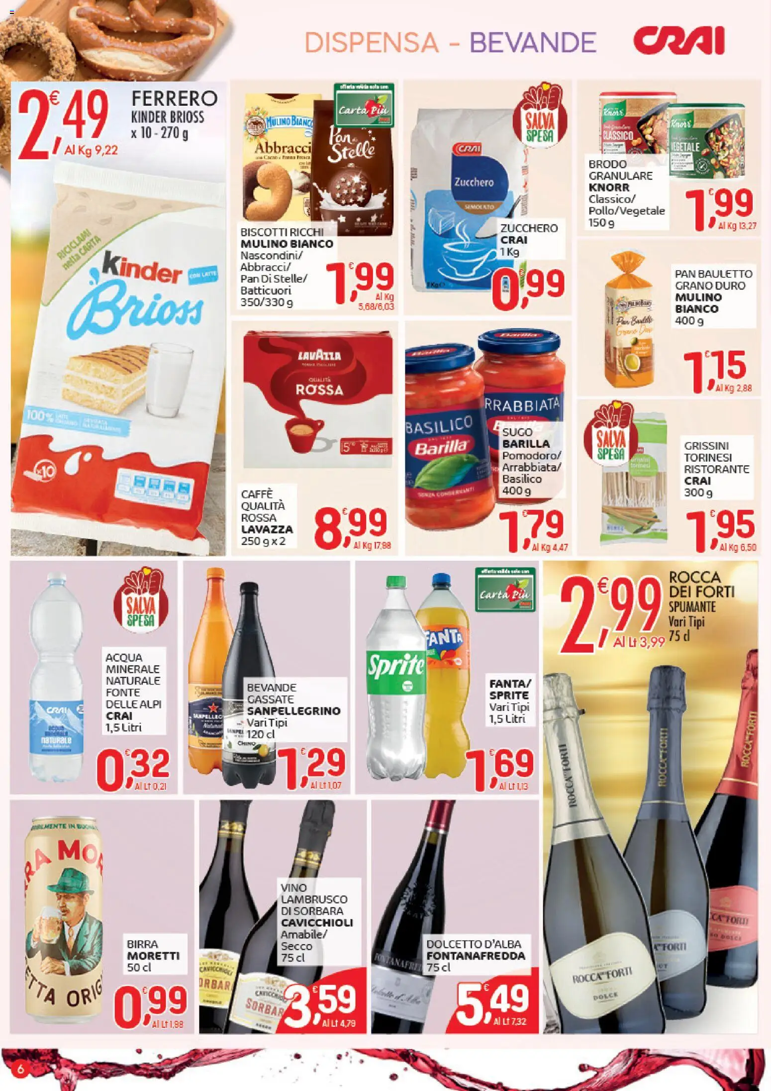 Volantino CRAI del 04.12.2025 | Pagina: 6 | Prodotti: Birra, Biscotti, Basilico, Sugo