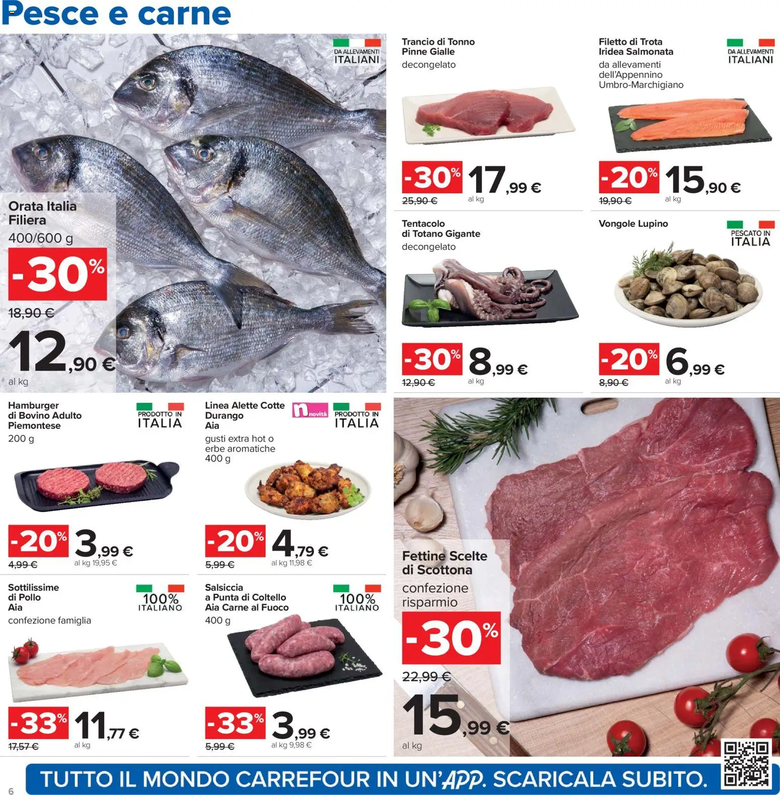 Volantino Carrefour del 07.04.2026 | Pagina: 6 | Prodotti: Orata, Salsiccia, Totano, Hamburger