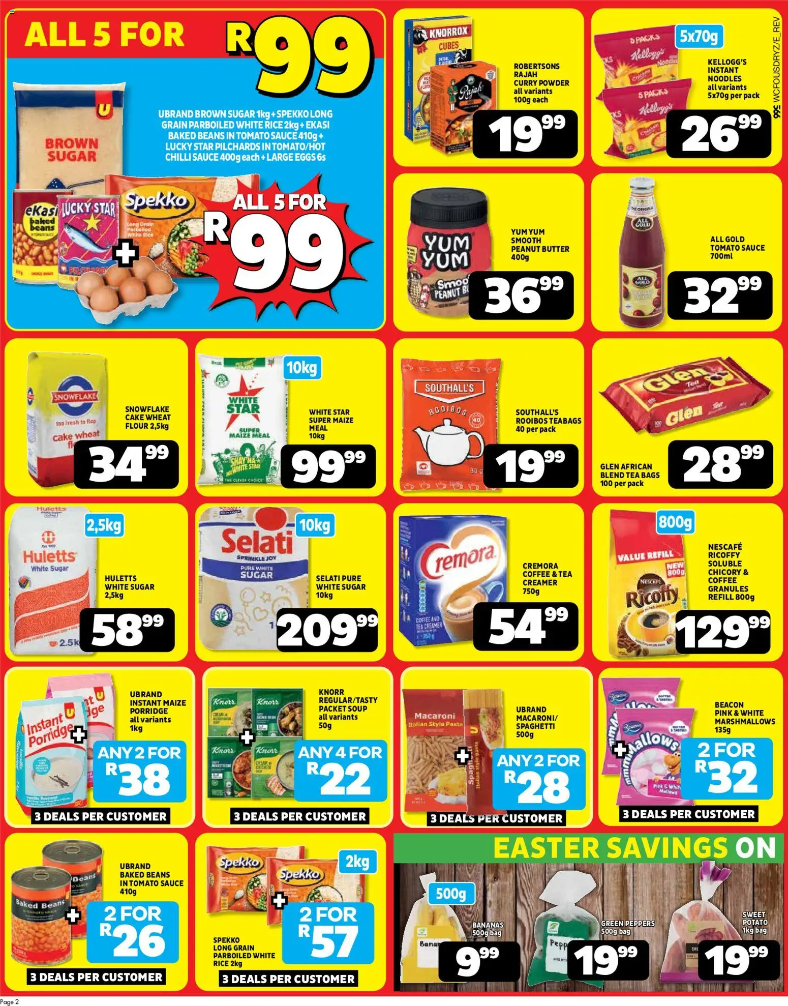 New Usave catalogue – valid from 23.03.2026 | Page: 2 | Products: Baked beans, Coffee, Rice, Noodles