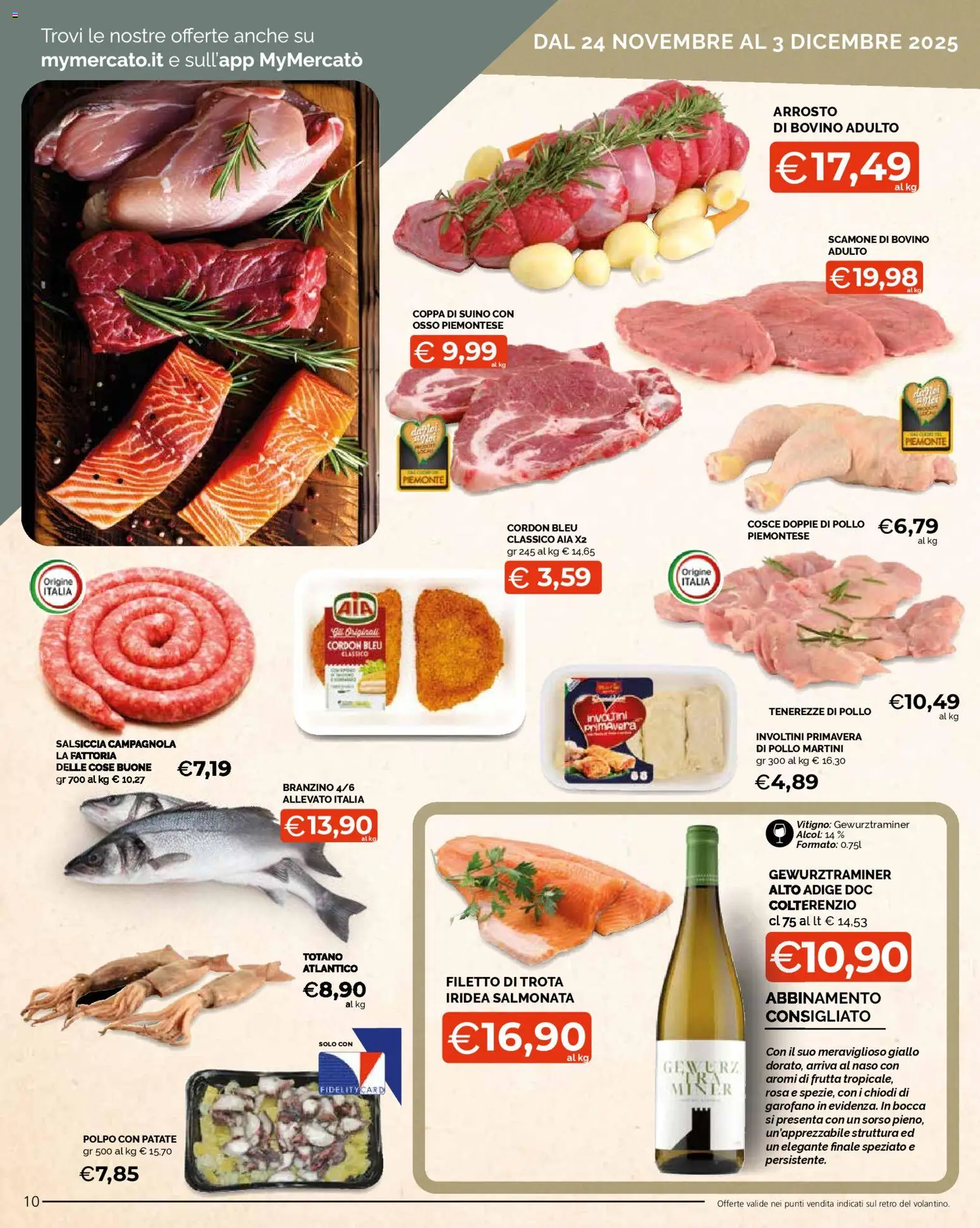 Volantino Mercatò del 24.11.2025 | Pagina: 10 | Prodotti: Pollo, Patate, Trota, Frutta
