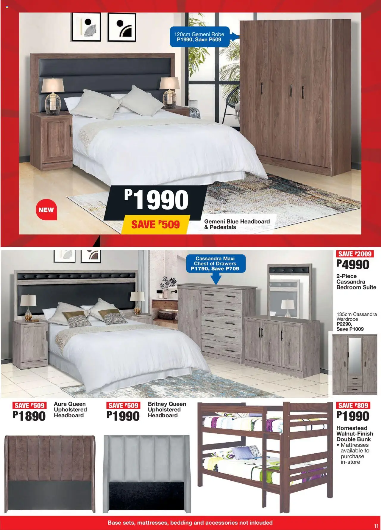 OK Furniture - Botswana Specials │ valid from 20.08.2025 | Page: 11 | Products: Headboard, Wardrobe, Chest of drawers, Double bunk