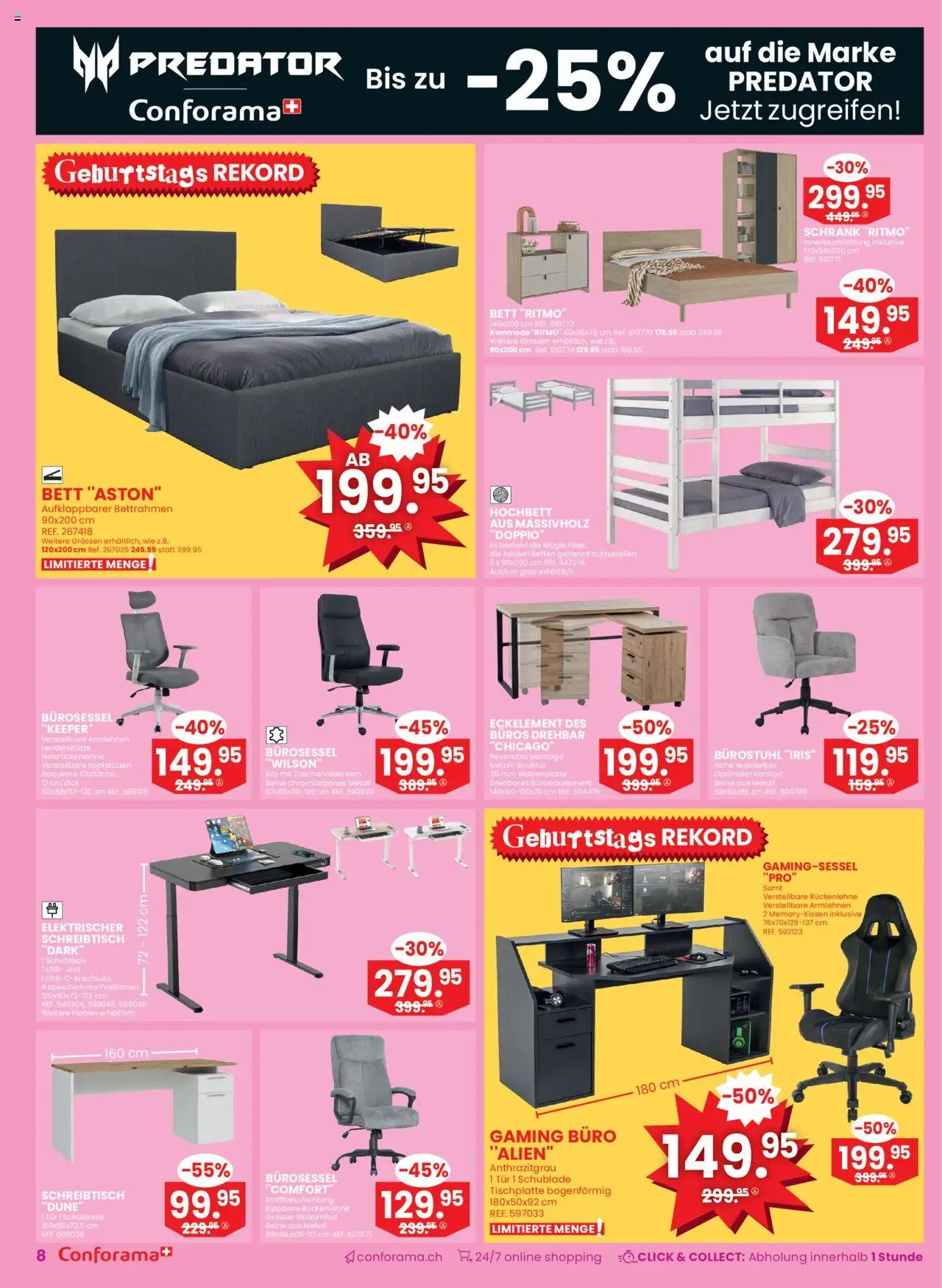 Conforama Aktionen Sofortrabatt – gültig ab 03.09.2025 | Seite: 8 | Produkte: Kommode, Schrank, Bett, Usb